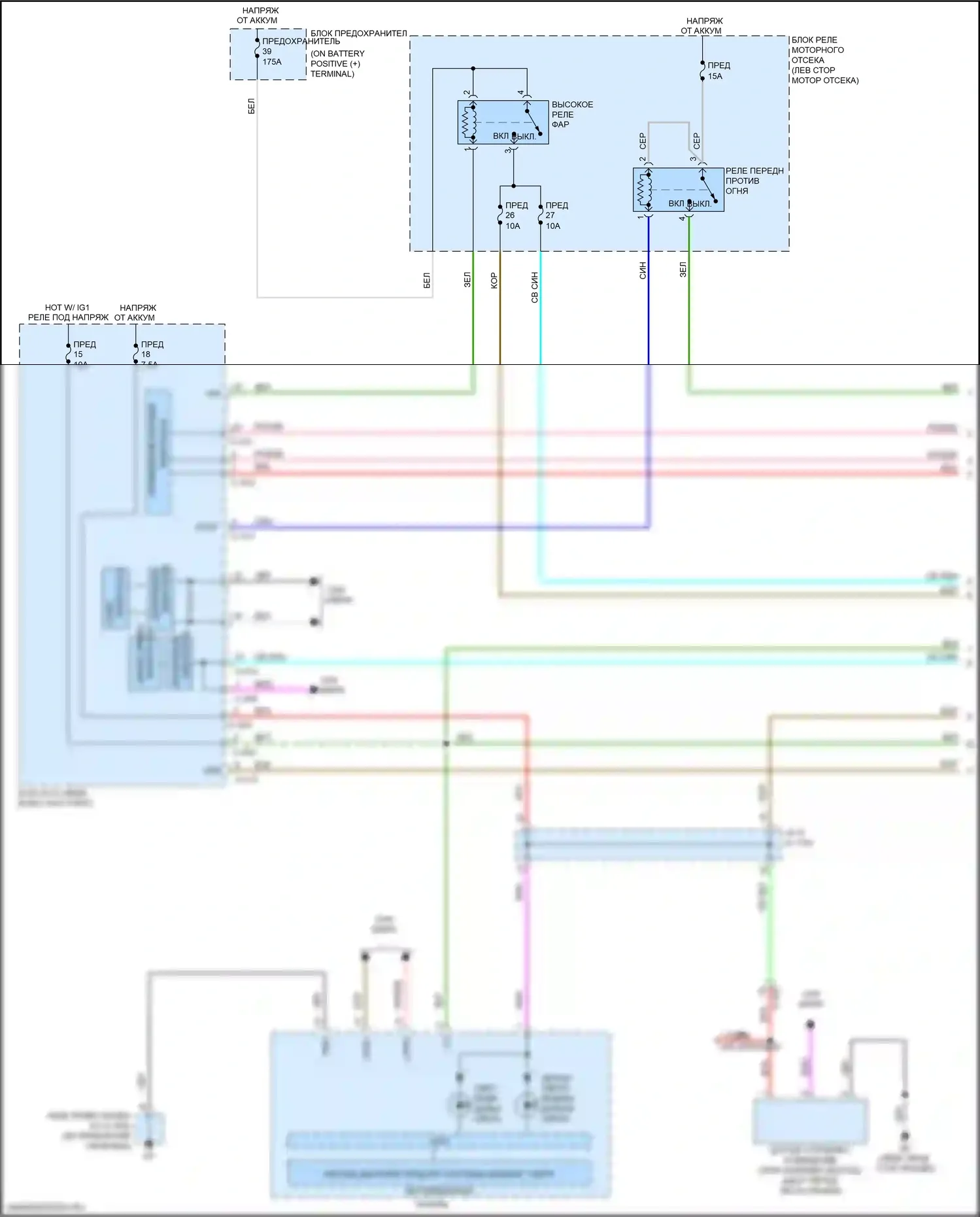 Eclipse Cross Mitsubishi I (2017-2022): Электросхема фар, без светодиодных фар (1 из 2) 