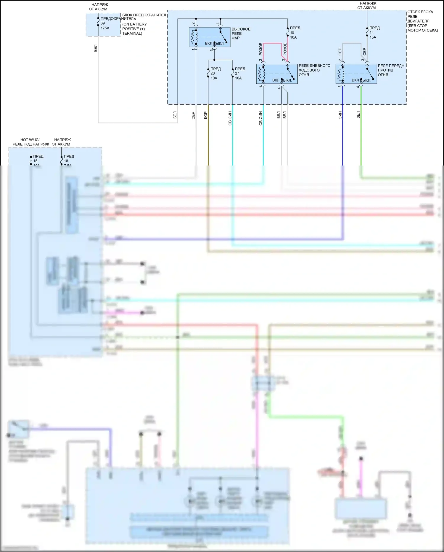 Eclipse Cross Mitsubishi I (2017-2022): Электросхема фар, со светодиодными фарами (1 из 2) 