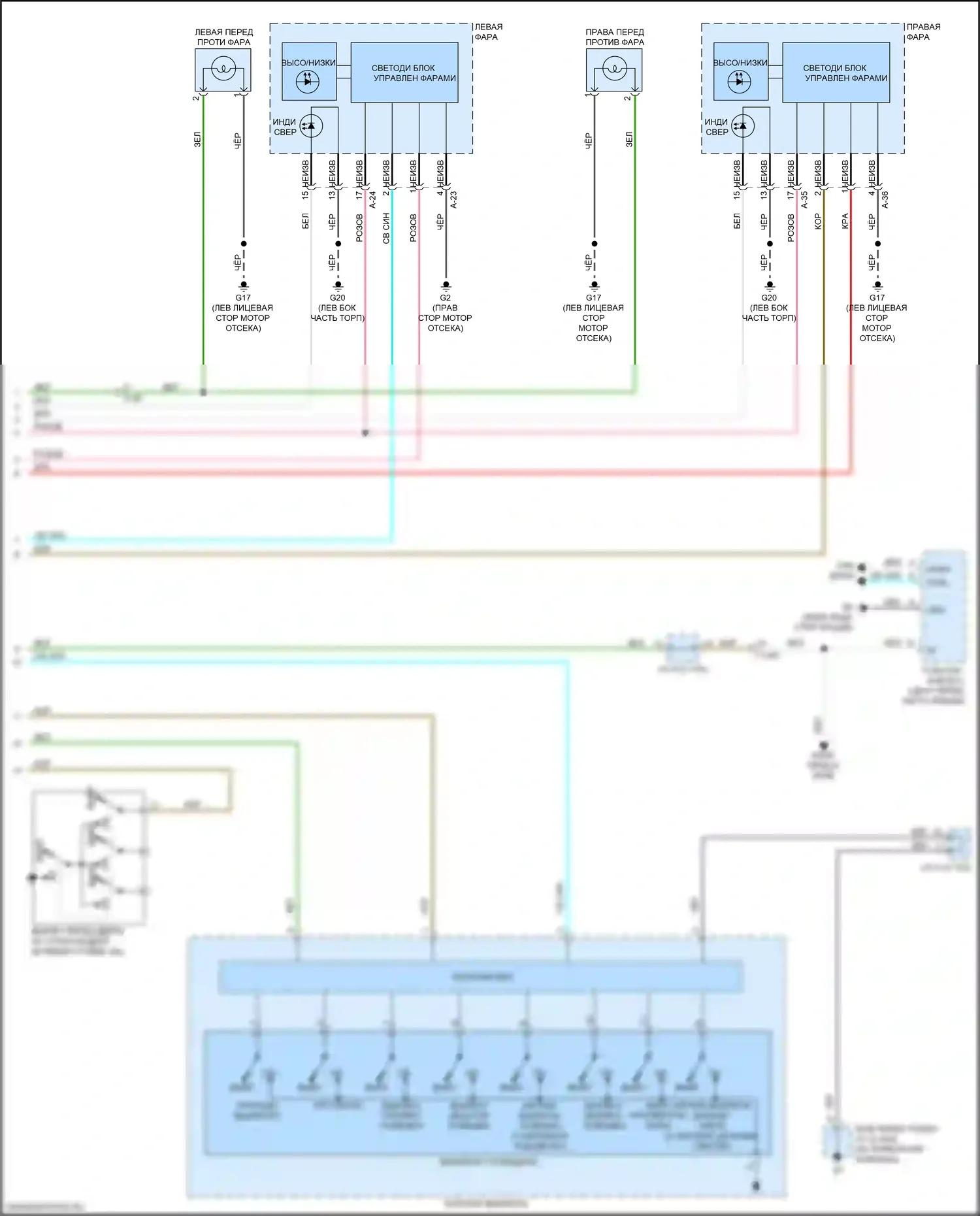Eclipse Cross Mitsubishi I (2017-2022): Электросхема фар, со светодиодными фарами (2 из 2) 