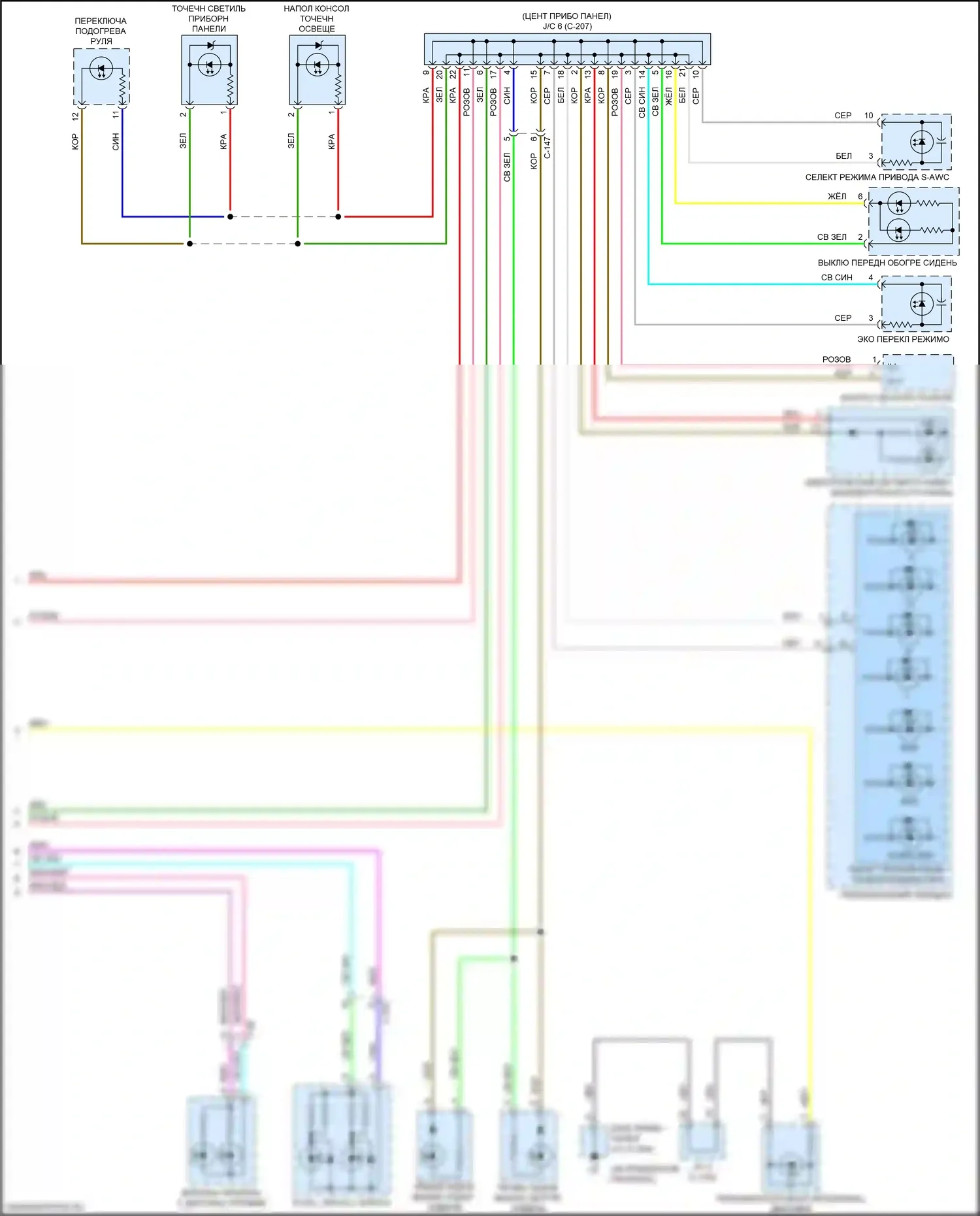 Eclipse Cross Mitsubishi I (2017-2022): Электросхема подсветки приборной панели (2 из 2) 