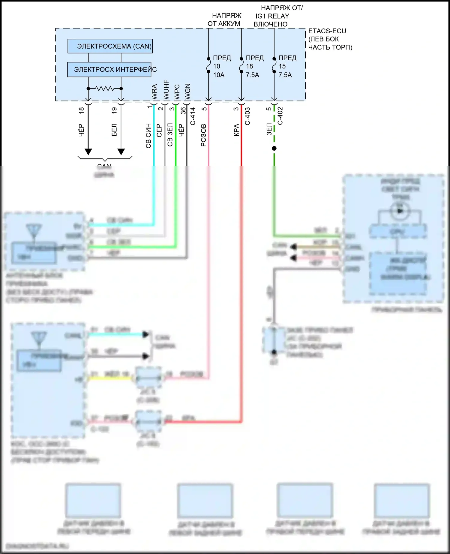 Eclipse Cross Mitsubishi I (2017-2022): Электросхема контроля давления в шинах 
