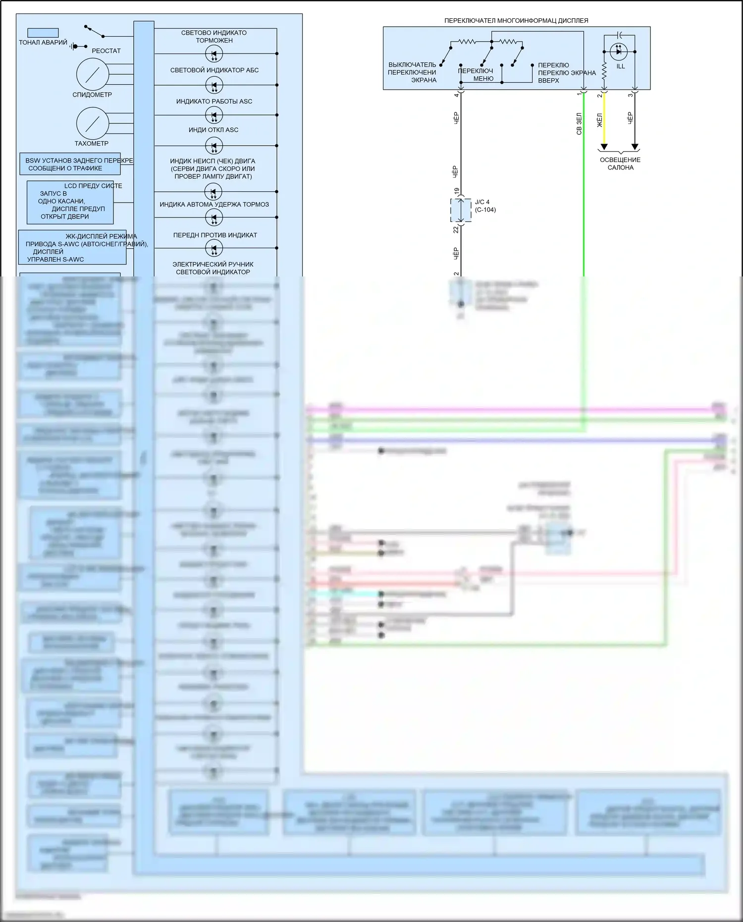 Eclipse Cross Mitsubishi I (2017-2022): Электросхема приборной панели (1 из 2) 