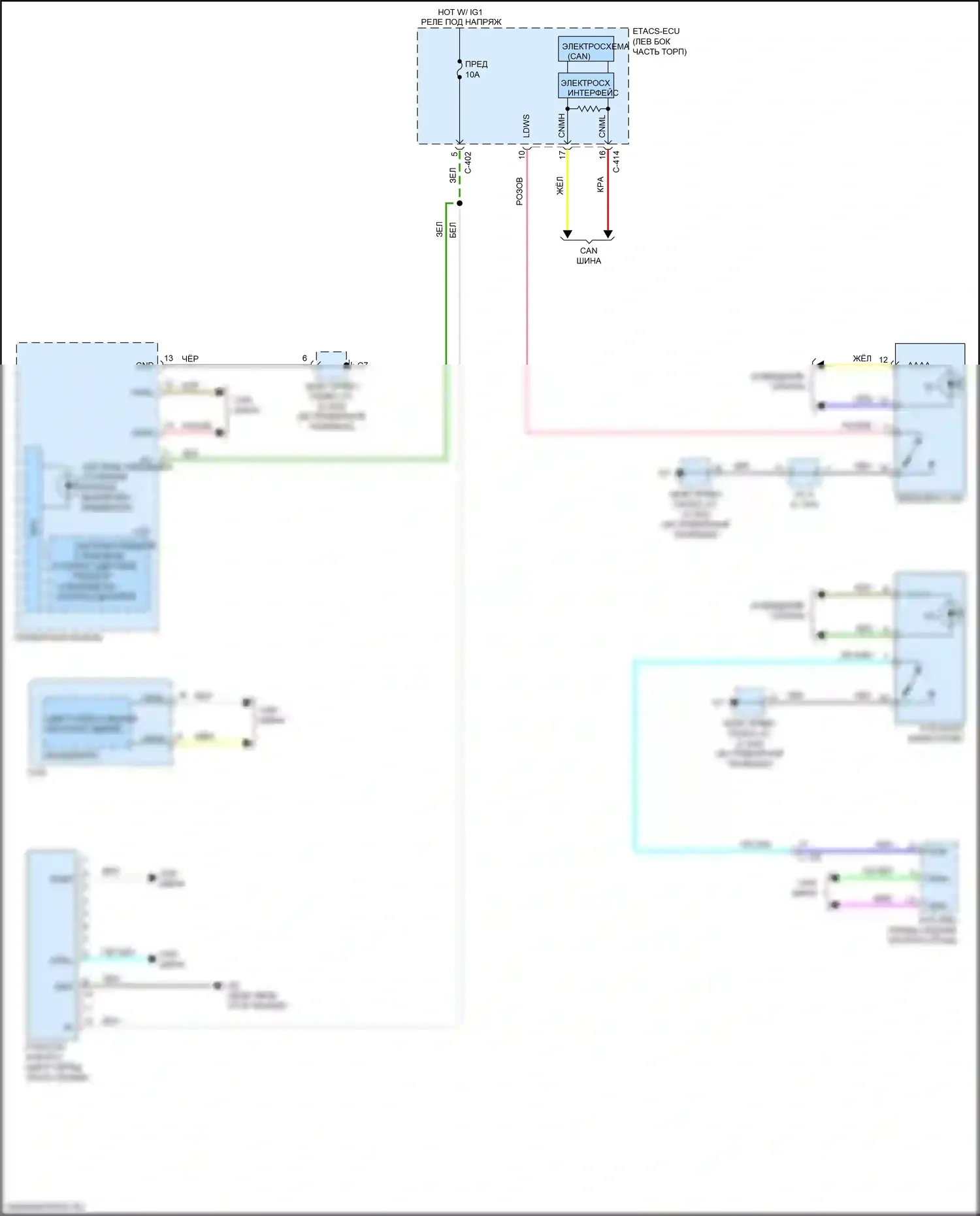 Eclipse Cross Mitsubishi I (2017-2022): Электросхема сигнализации о выезде с полосы движения 
