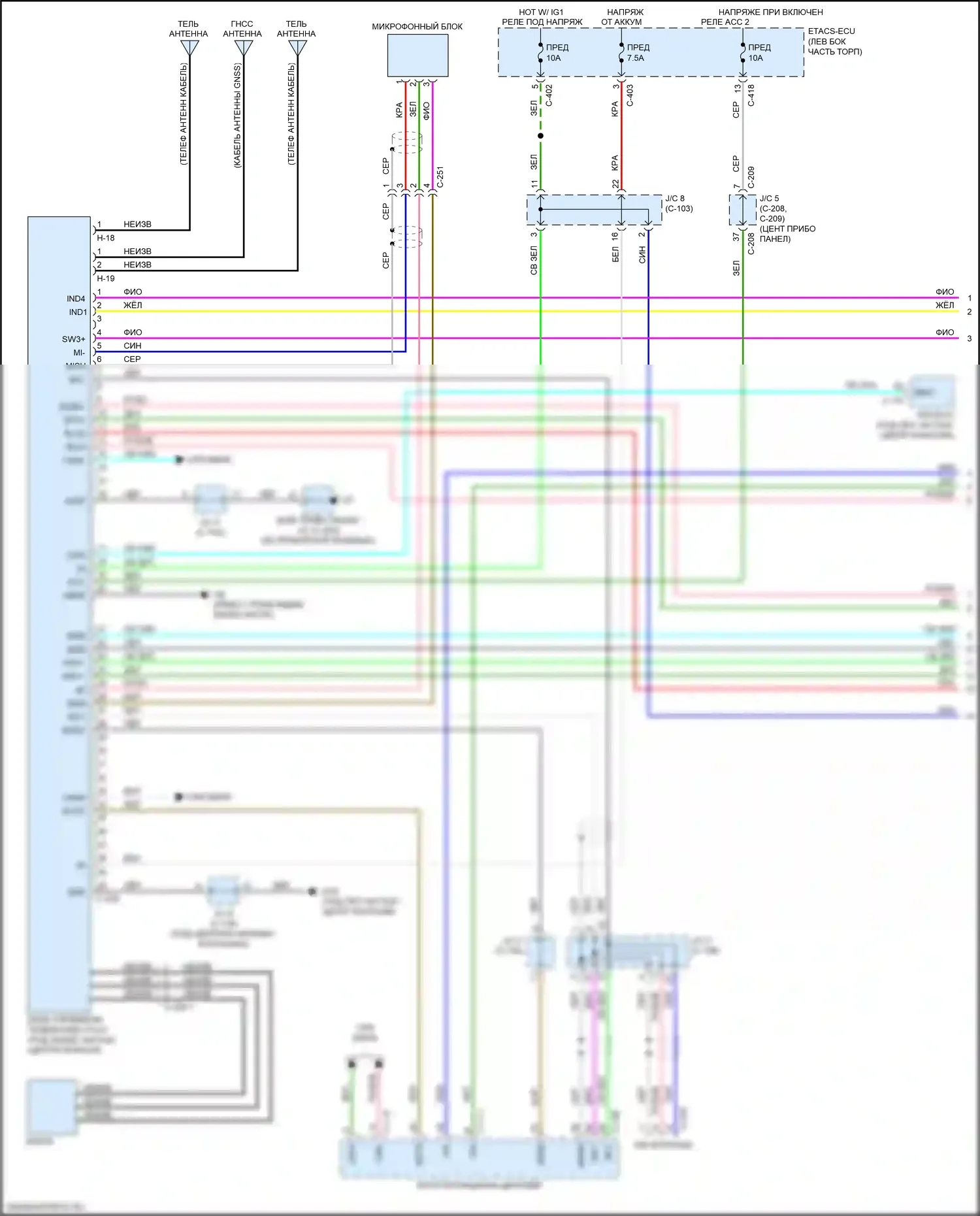 Eclipse Cross Mitsubishi I (2017-2022): Электросхема телематики (1 из 2) 