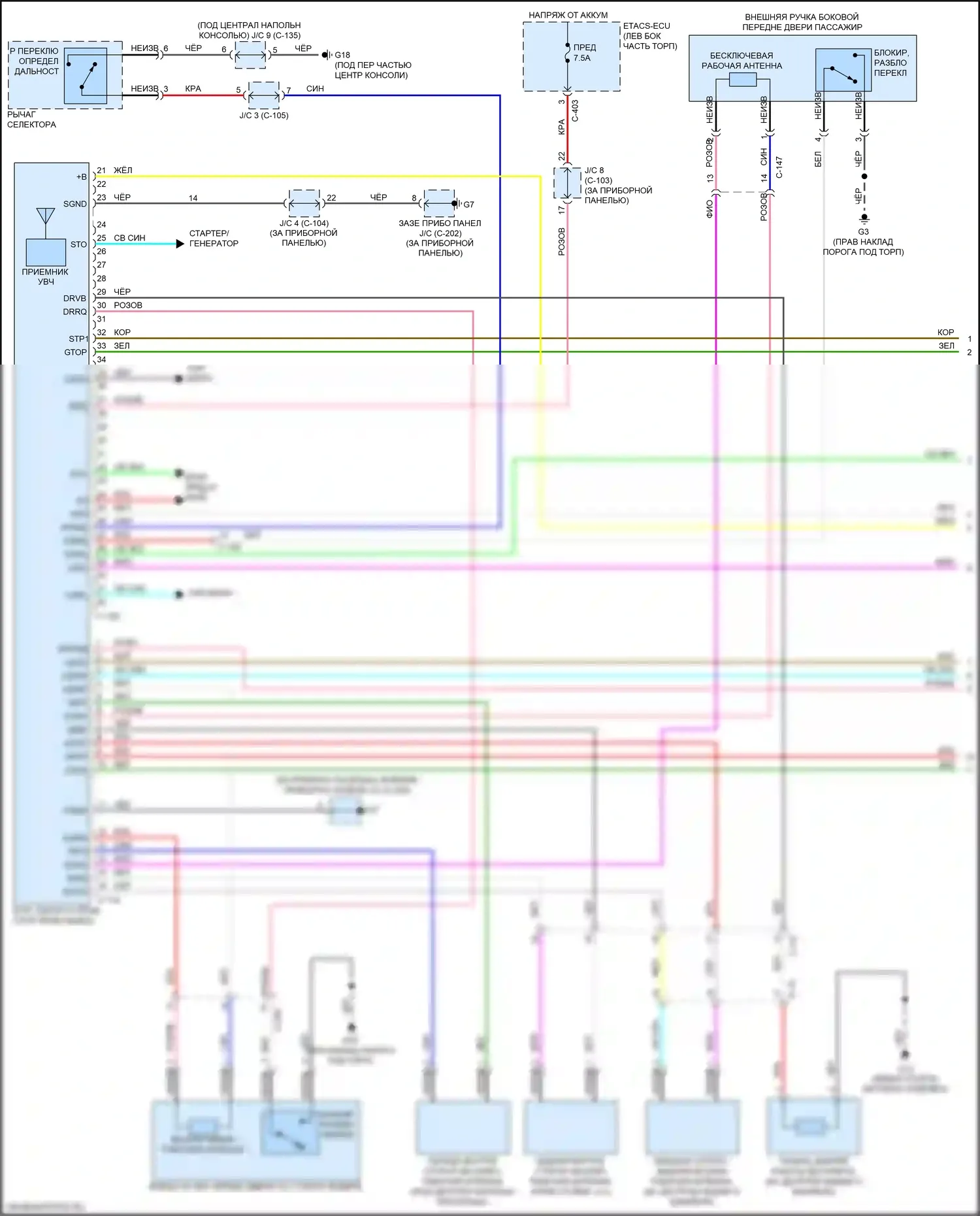 Eclipse Cross Mitsubishi I (2017-2022): Электросхема центрального замка, с запуском одним нажатием (1 из 3) 