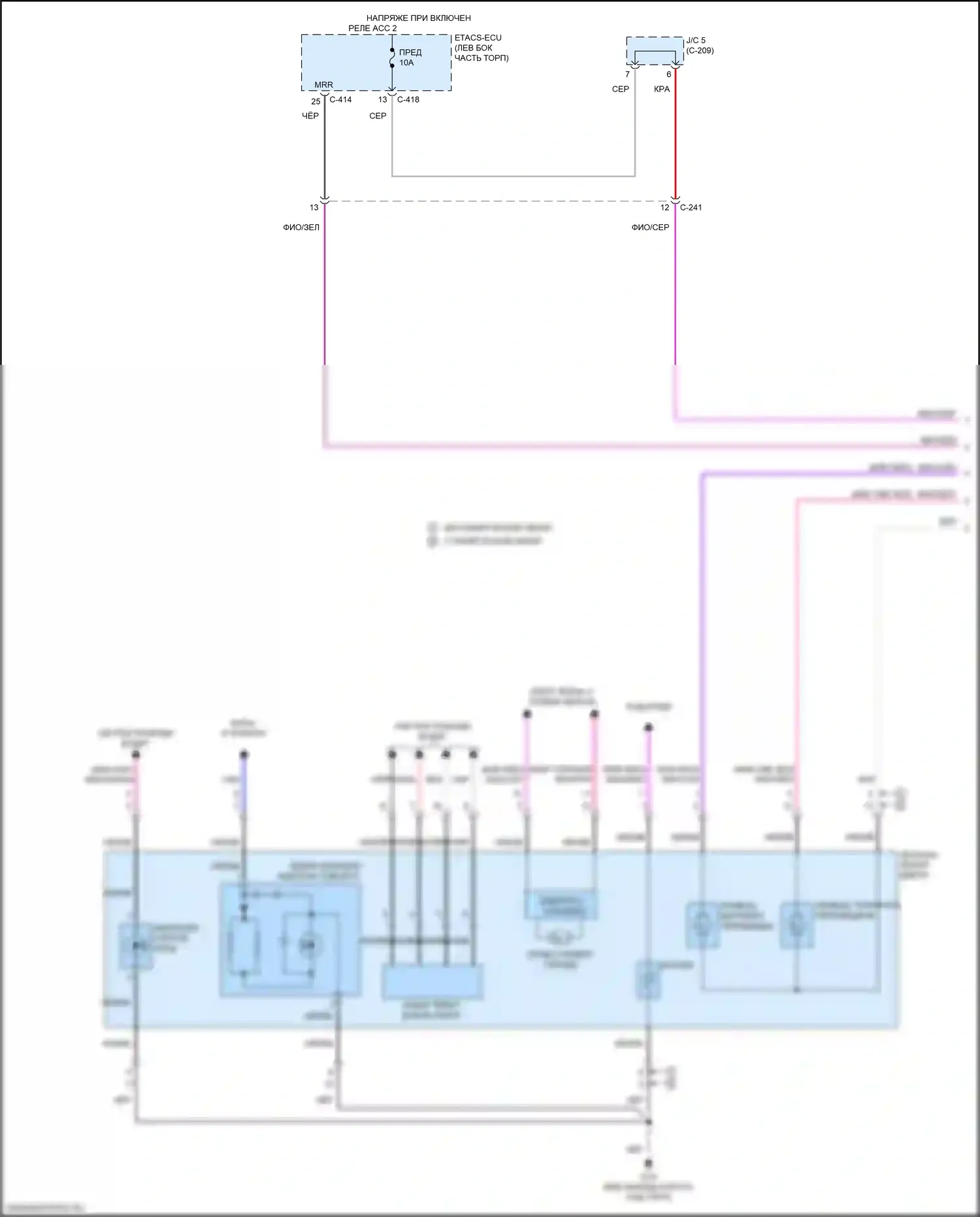 Eclipse Cross Mitsubishi I (2017-2022): Управление зеркалами заднего вида электросхема (1 из 2) 