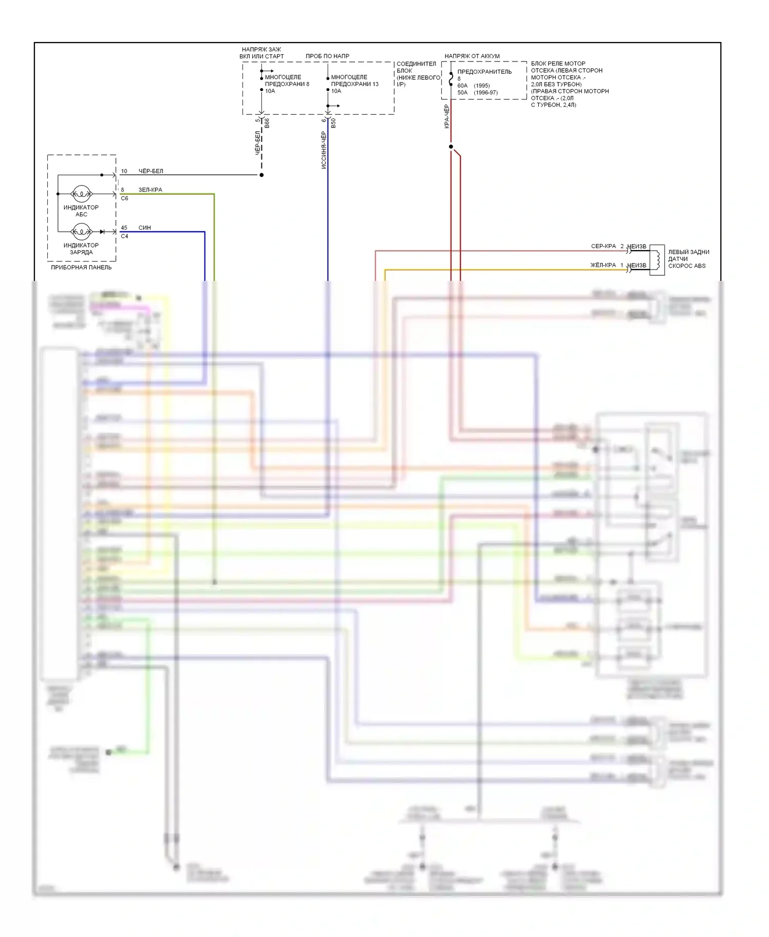 Eclipse Mitsubishi II (1994-1999): 2,4л, электросхемы антиблокировочной системы abs, fwd 