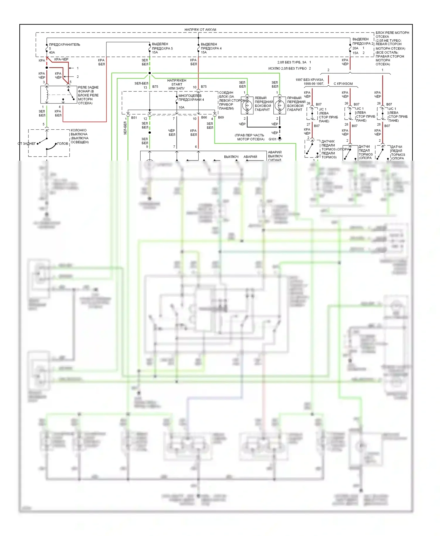 Eclipse Mitsubishi II (1994-1999): Электросхема фар и фонарей 