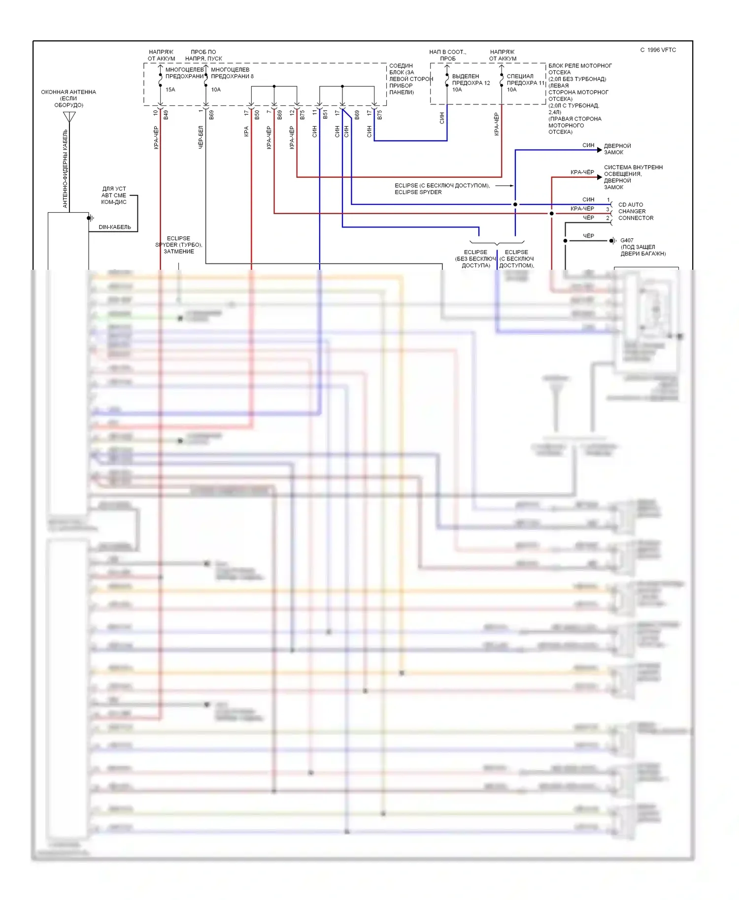 Eclipse Mitsubishi II (1994-1999): Электросхемы радиосвязи с усилителем 