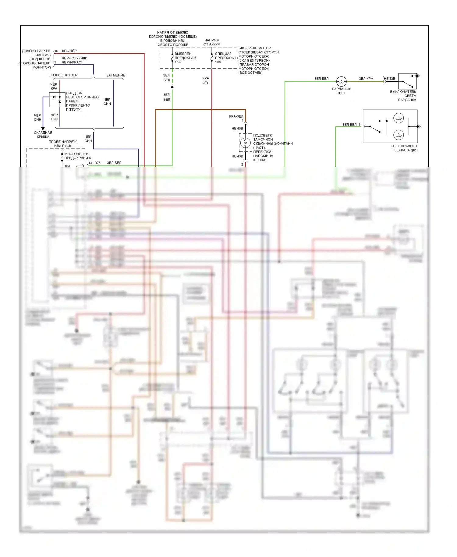 Eclipse Mitsubishi II (1994-1999): Электросхема освещения салона 