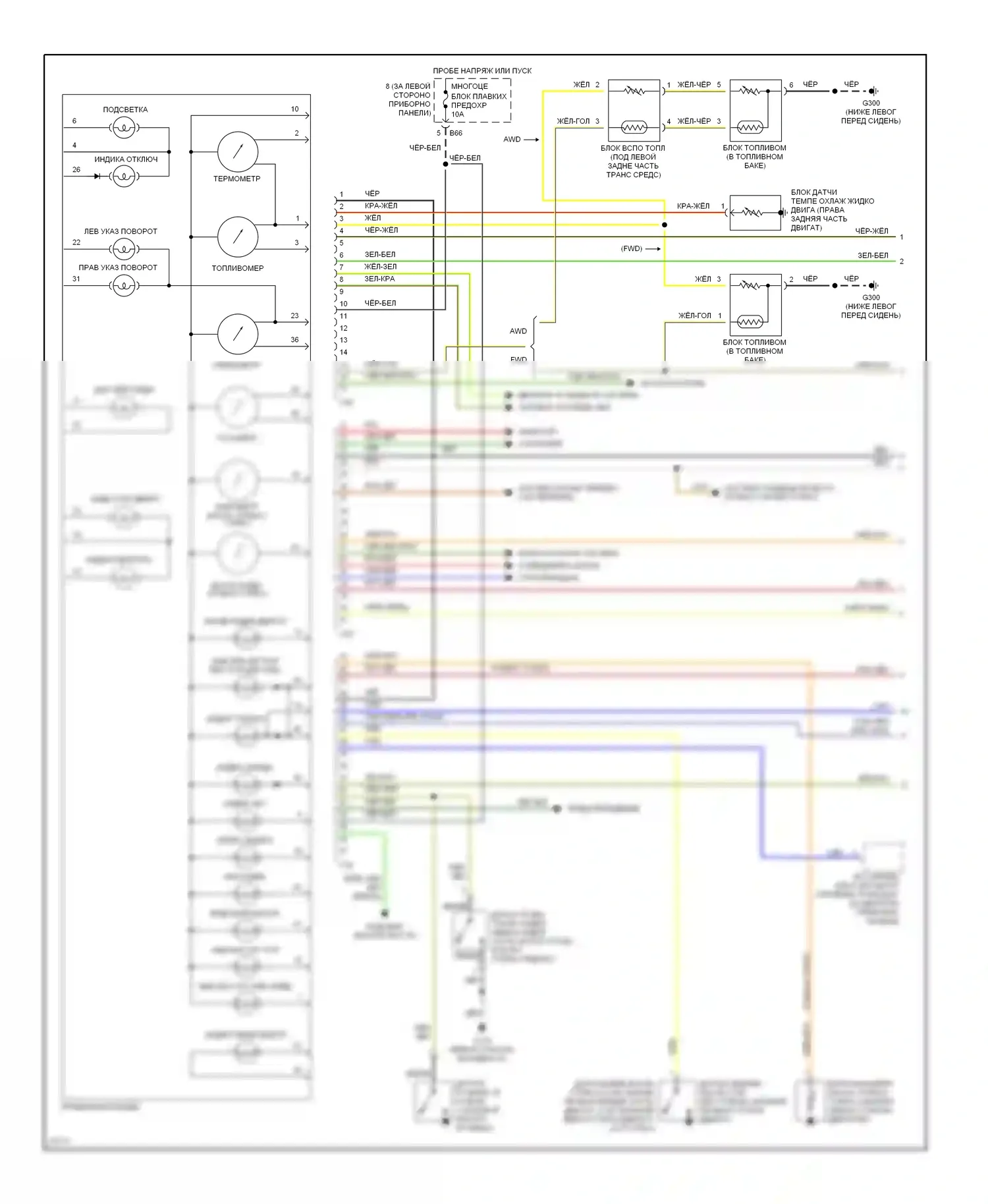 Eclipse Mitsubishi II (1994-1999): Электросхема приборной панели (1 из 2) 