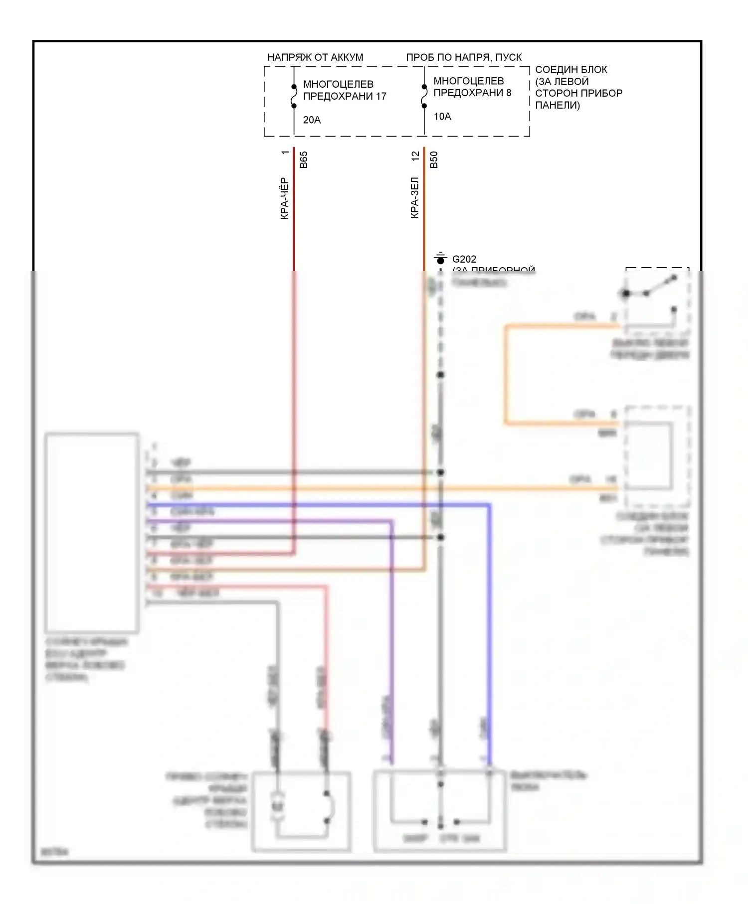 Eclipse Mitsubishi II (1994-1999): Электросхема люка 