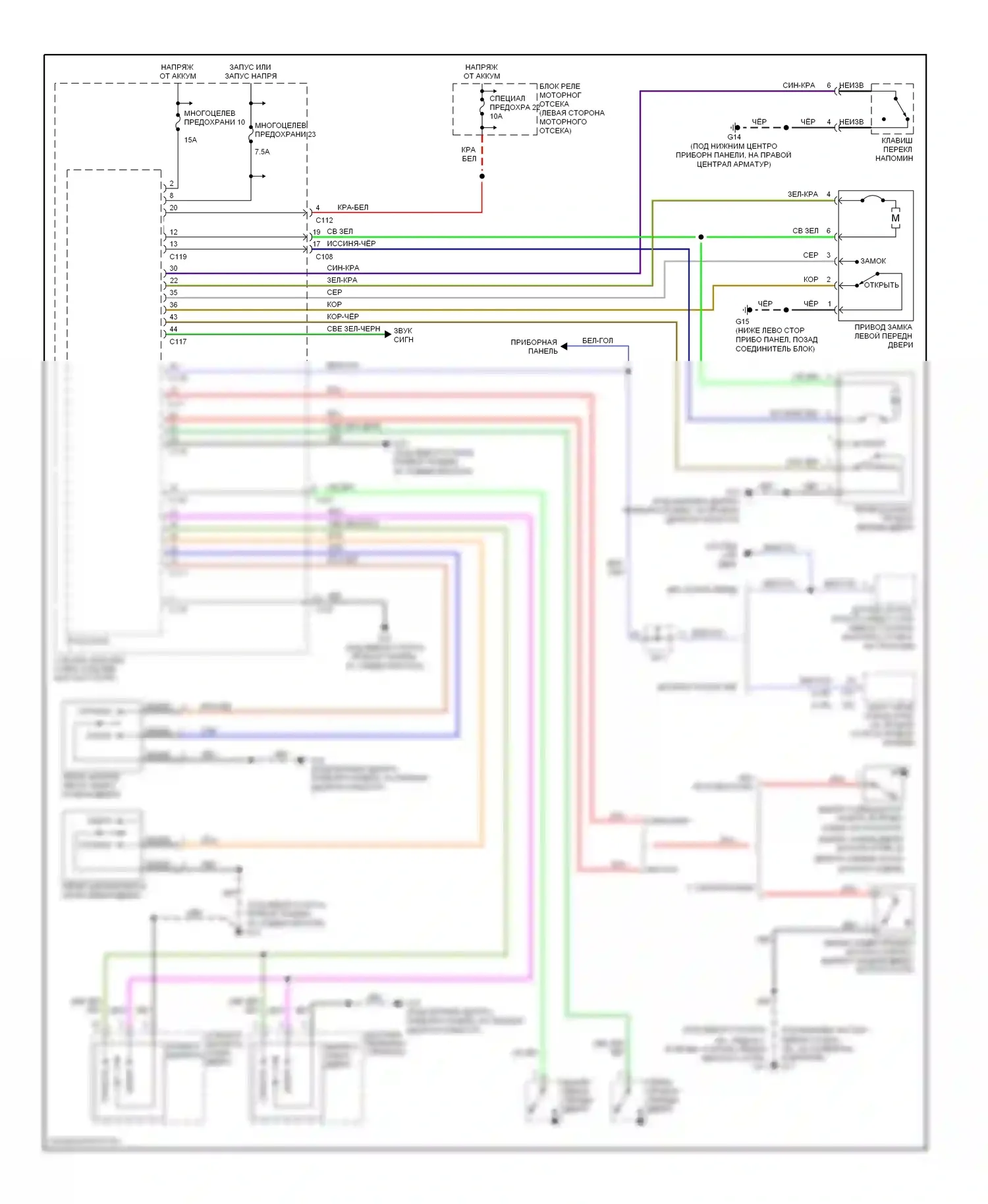 Eclipse Mitsubishi III (1999-2005): Электросхема центрального замка, без ключа 
