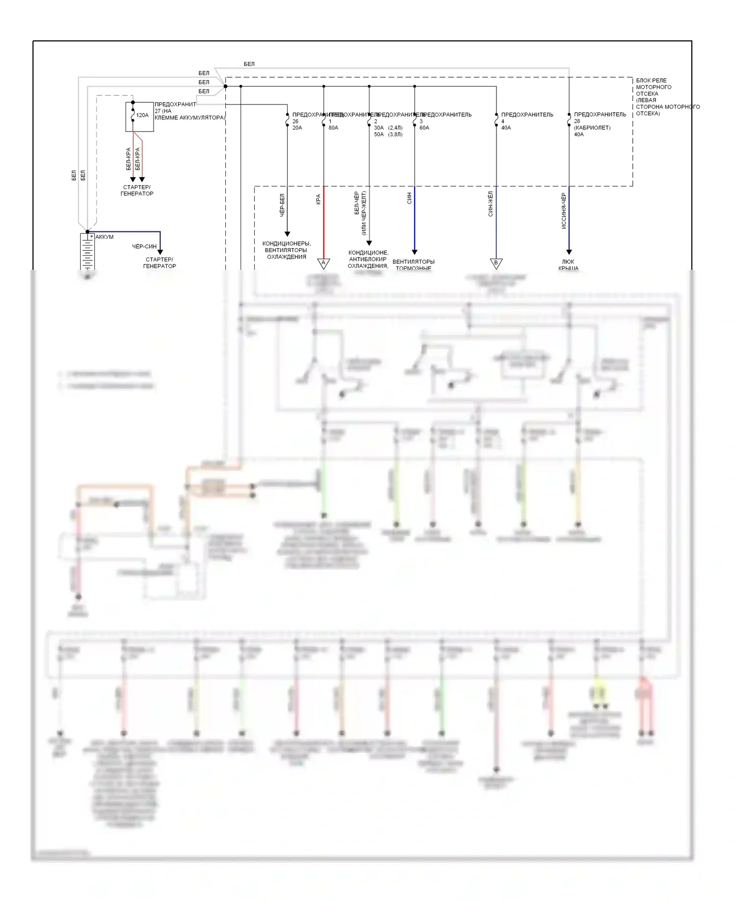 Eclipse Mitsubishi IV рестайлинг (2008-2011): Электросхема блока предохранителей реле (1 из 2) 