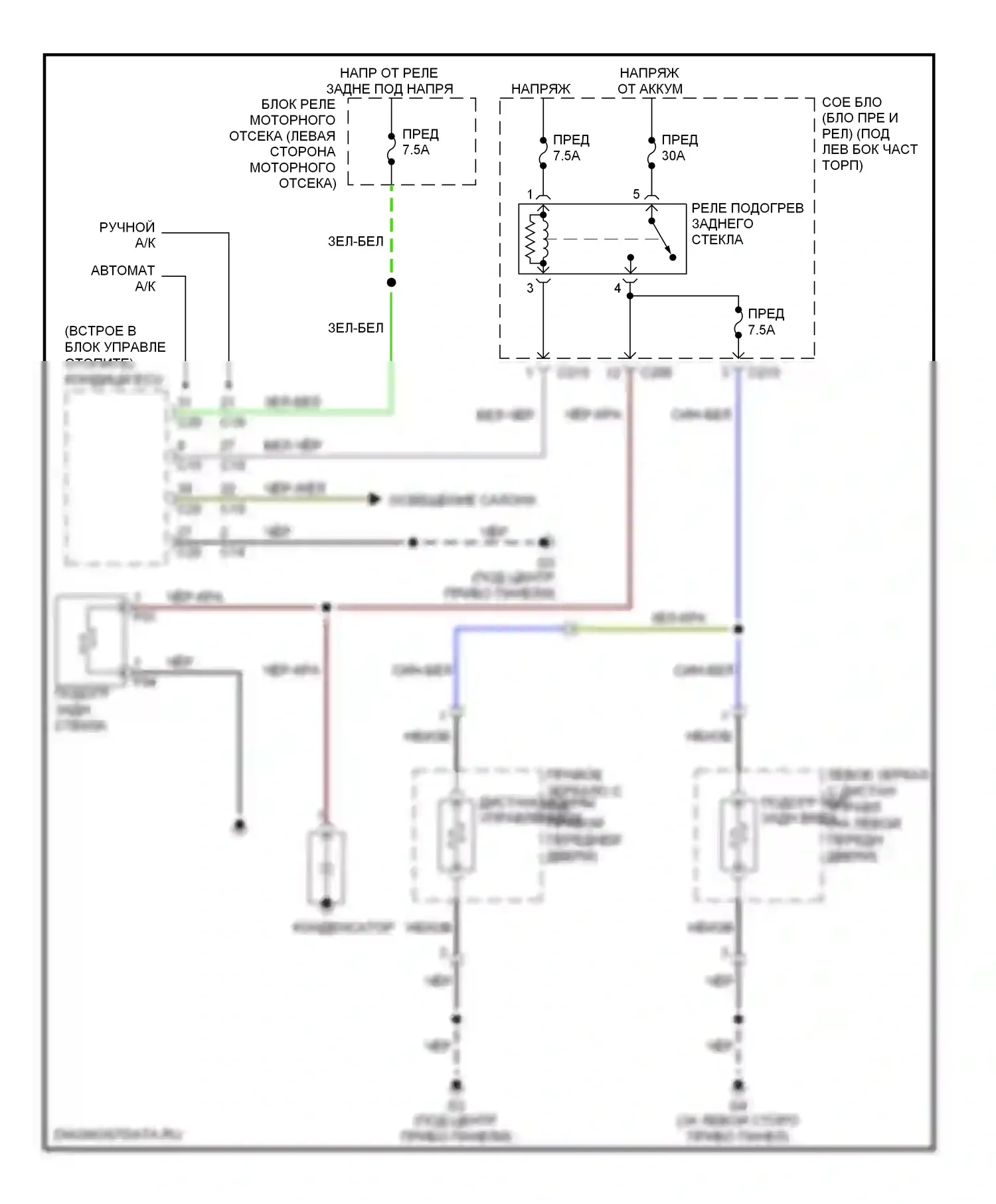 Eclipse Mitsubishi IV (2005-2008): Электросхема подогрева стекол 
