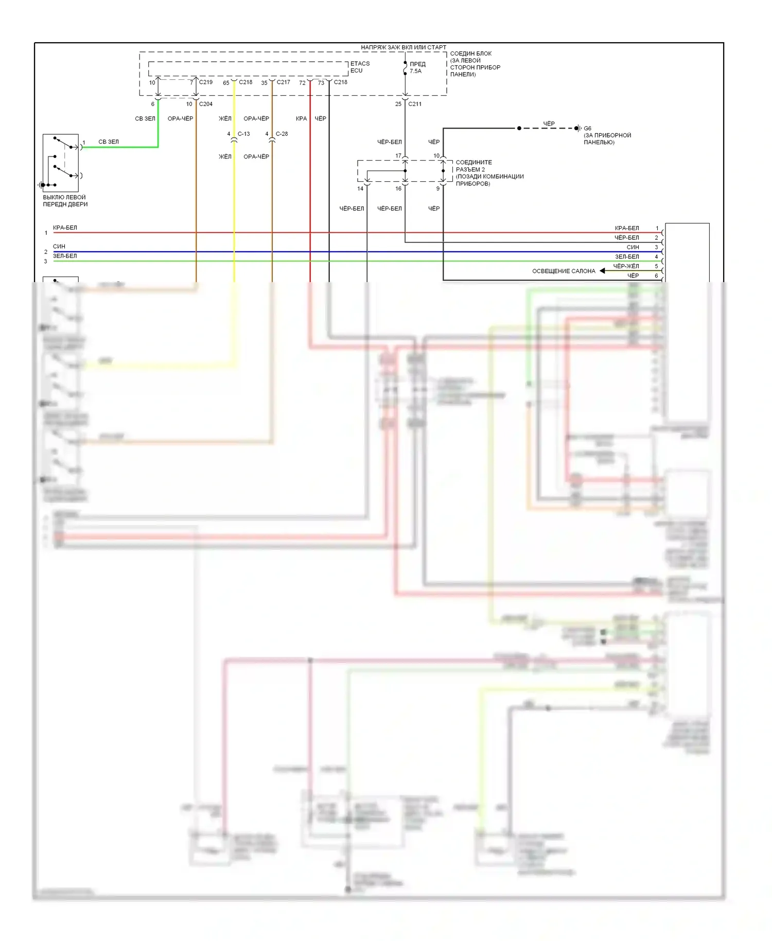 Galant Mitsubishi IX рестайлинг 2 (2008-2012): Электросхема приборной панели, без мультикоммуникационной системы (2 из 2) 