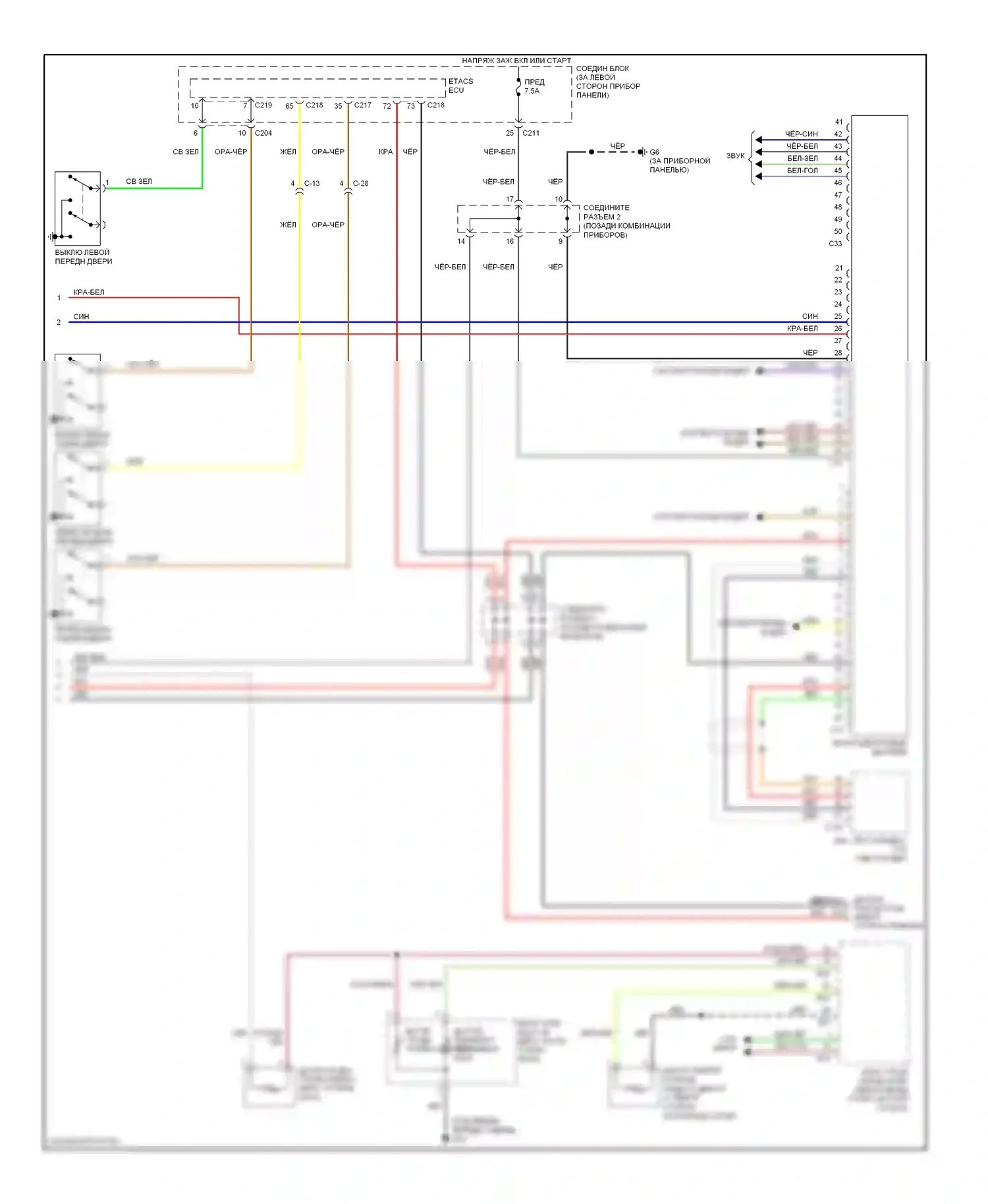 Galant Mitsubishi IX рестайлинг 2 (2008-2012): Электросхема приборной панели, с мультикоммуникационной системой (2 из 2) 