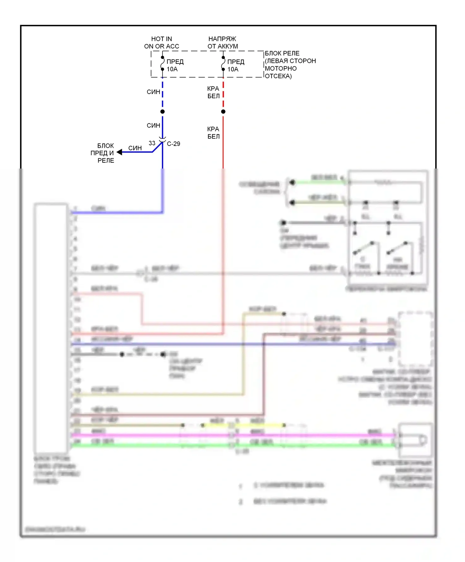 Galant Mitsubishi IX рестайлинг 2 (2008-2012): Электросхема блока громкоговорящей связи 