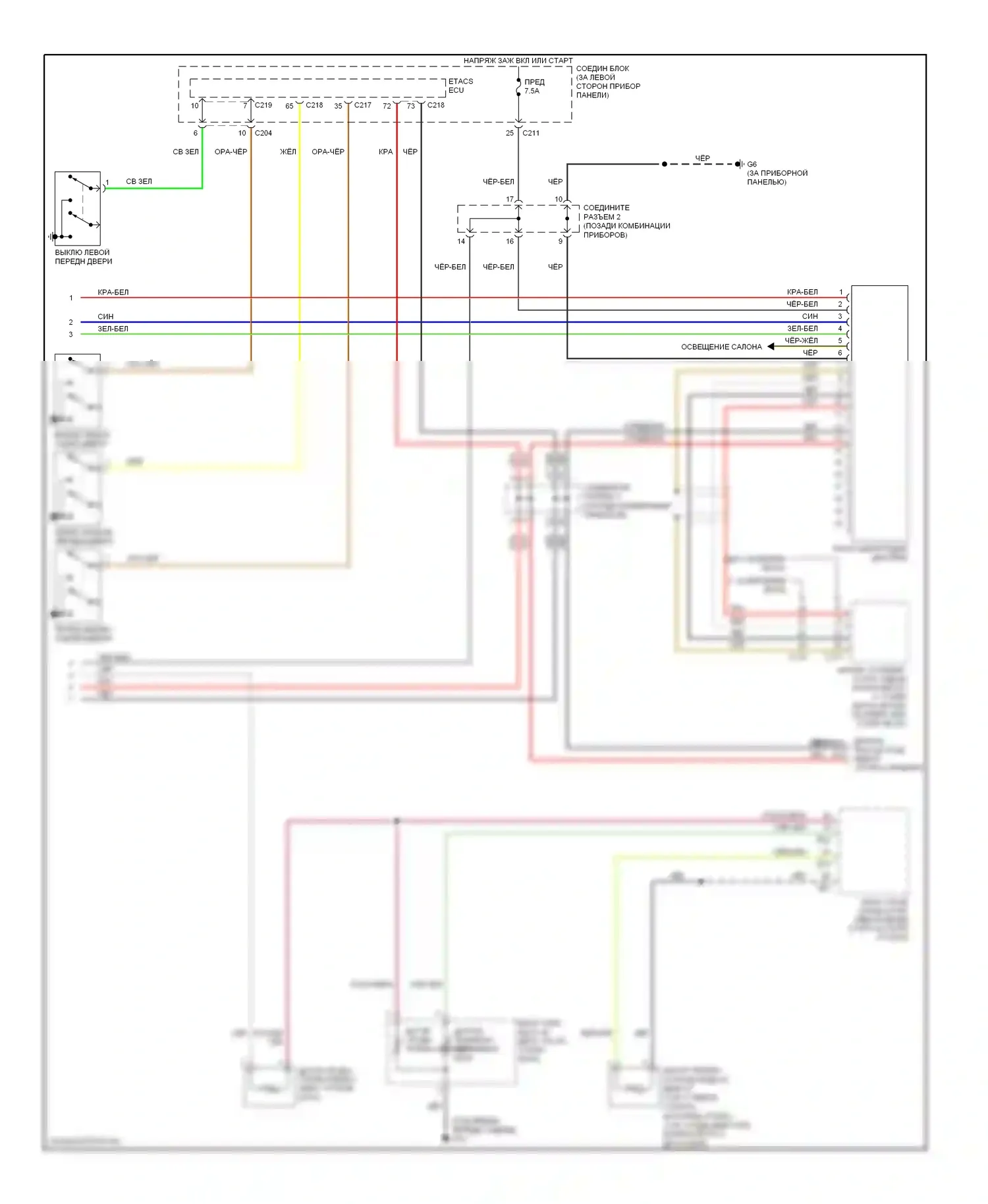 Galant Mitsubishi IX рестайлинг (2006-2009): Электросхема приборной панели, без мультикоммуникационной системы (2 из 2) 