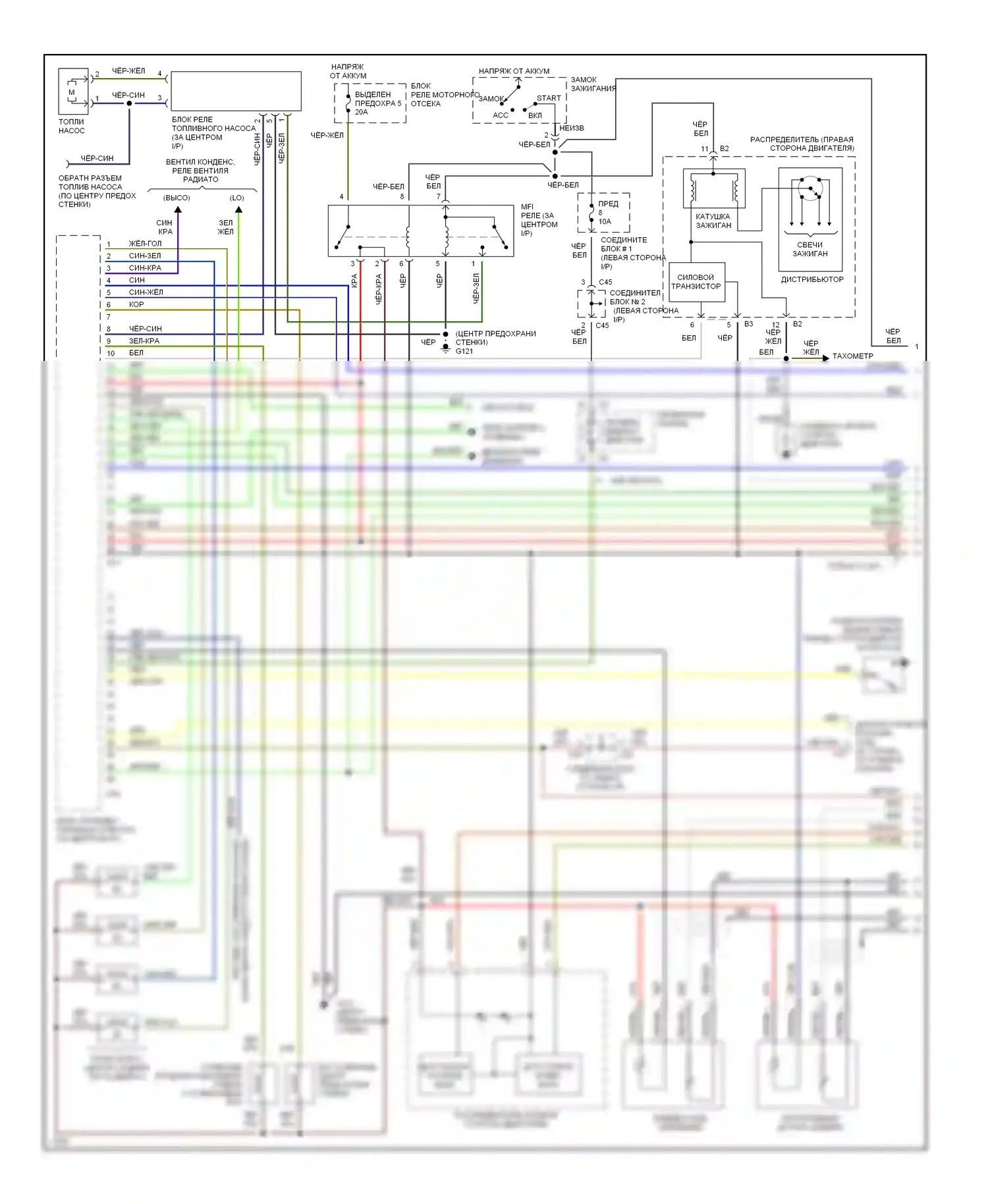 Galant Mitsubishi VII (1992-1997): Электросхема двигателя 2.4l sohcs, калифорния (1 из 2) 