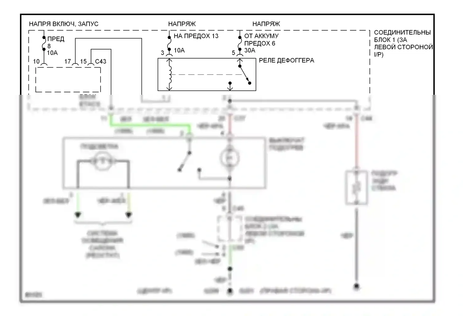 Galant Mitsubishi VII (1992-1997): Электросхема дефоггера с блоком etacs 