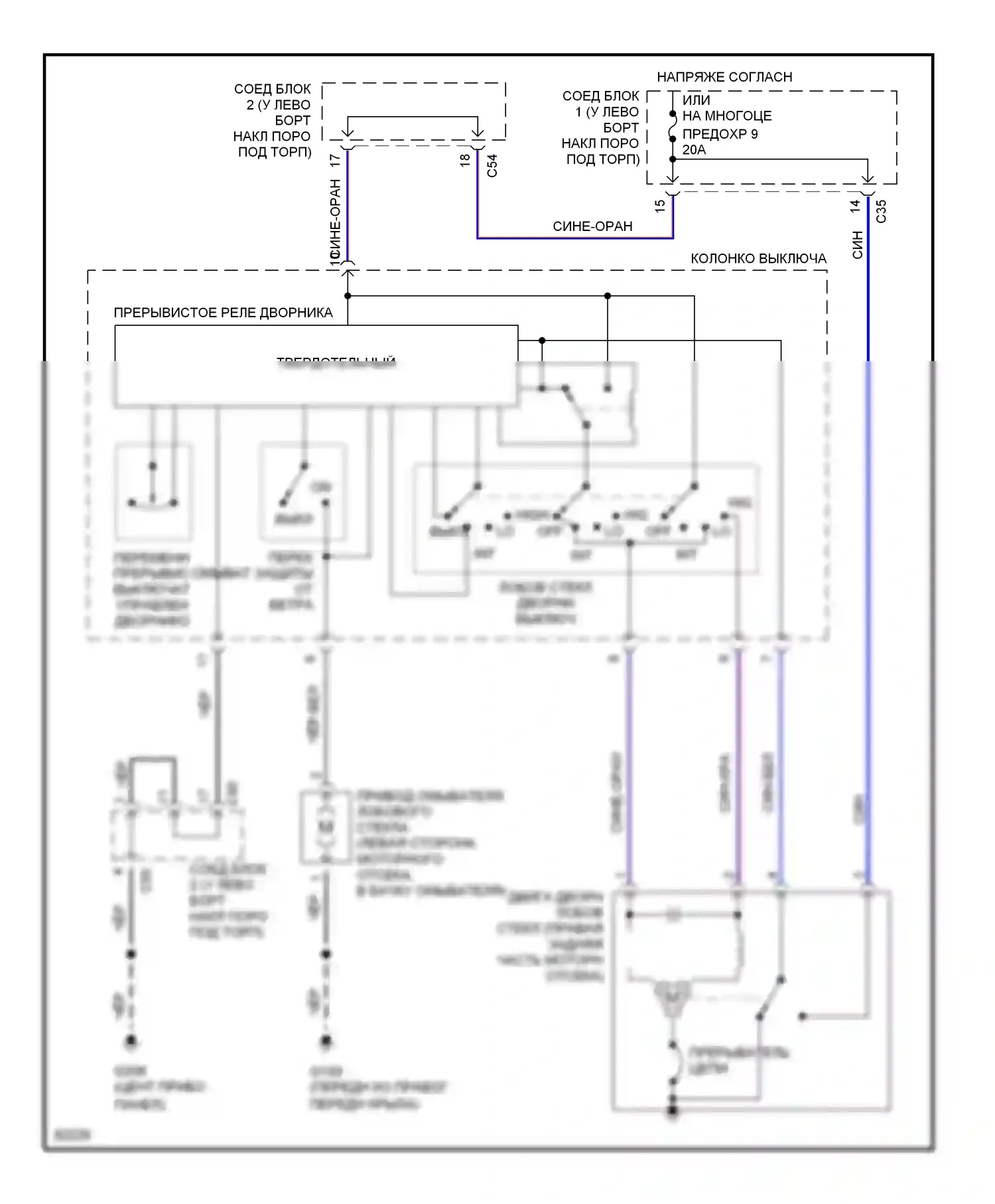 Galant Mitsubishi VIII (1996-1999): Дворники и омыватели электросхема 