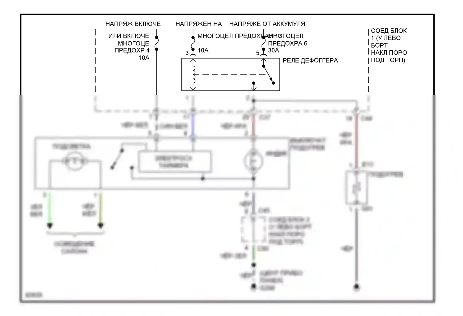 Galant Mitsubishi VIII (1996-1999): Электросхема подогрева, без etacs-ecu 