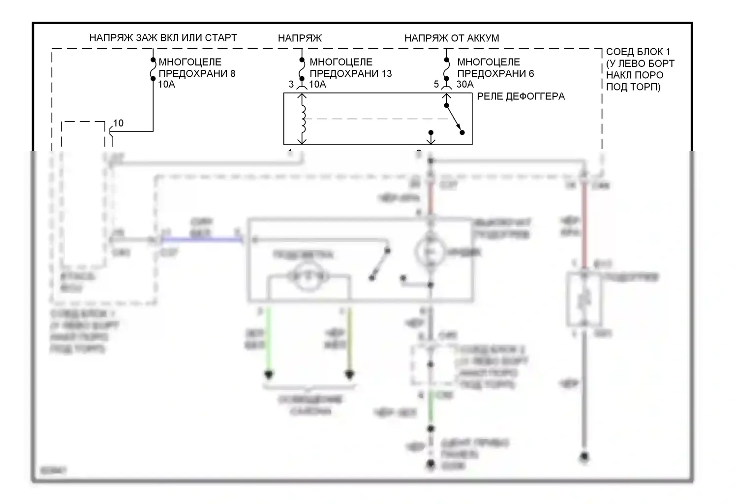 Galant Mitsubishi VIII (1996-1999): Электросхема подогрева, с etacs-ecu 