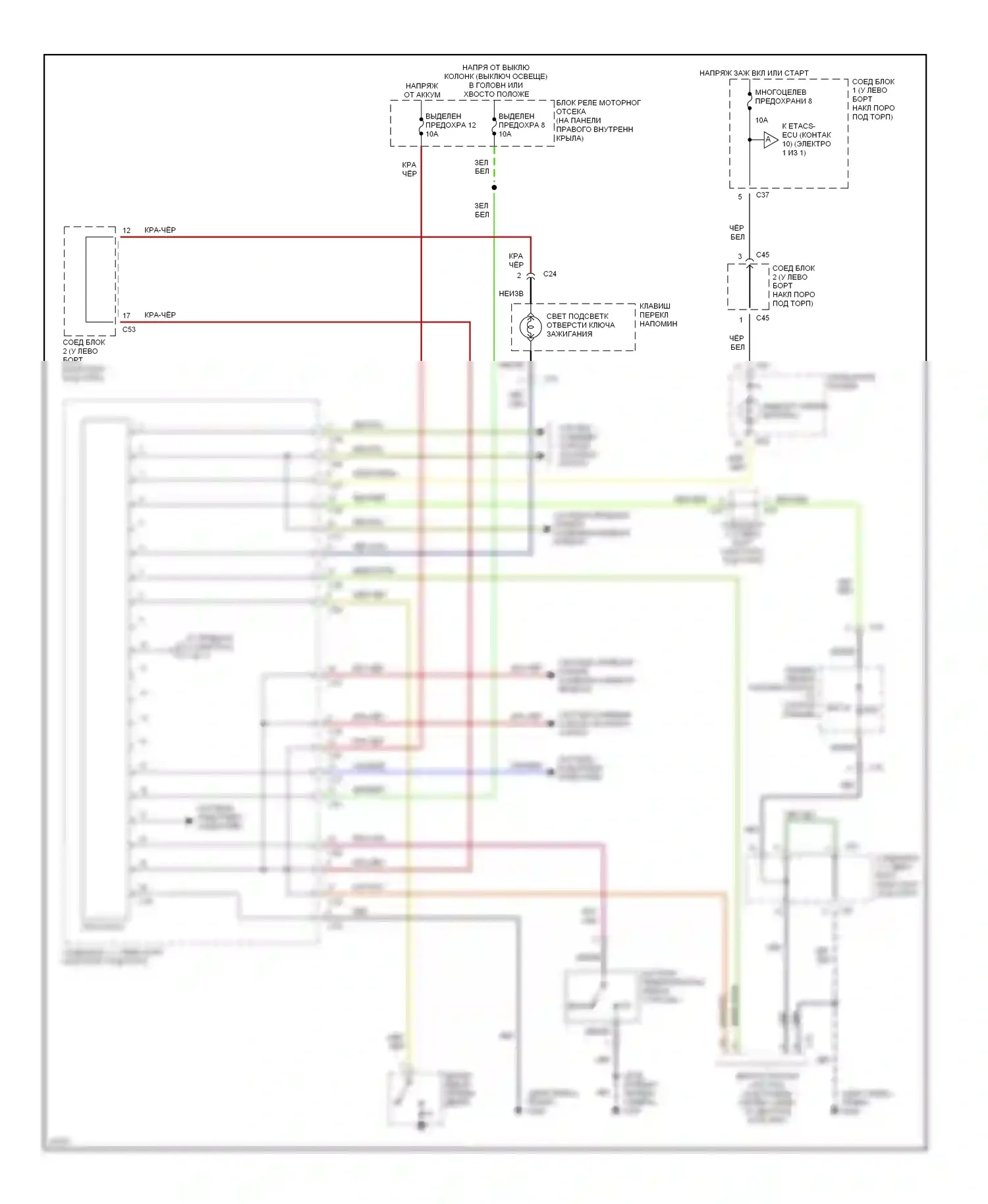 Galant Mitsubishi VIII (1996-1999): Электросхемы системы оповещения, с etacs-ecu 