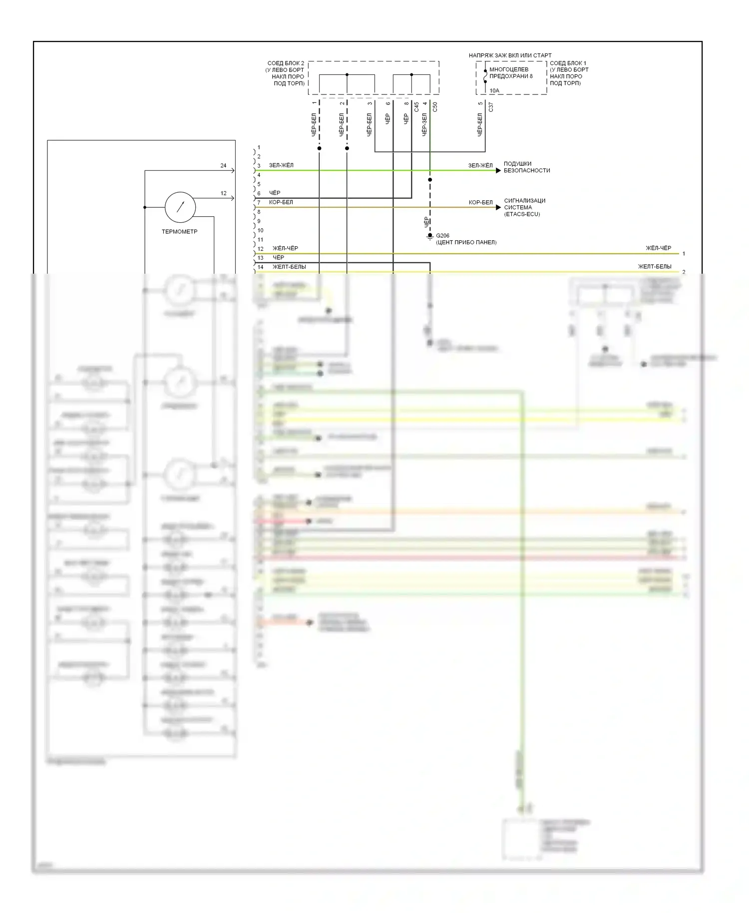 Galant Mitsubishi VIII (1996-1999): Электросхема приборной панели (1 из 2) 