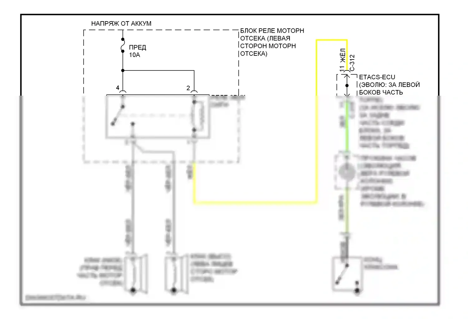 Lancer Mitsubishi IX рестайлинг (2005-2010): Электросхема клаксона 