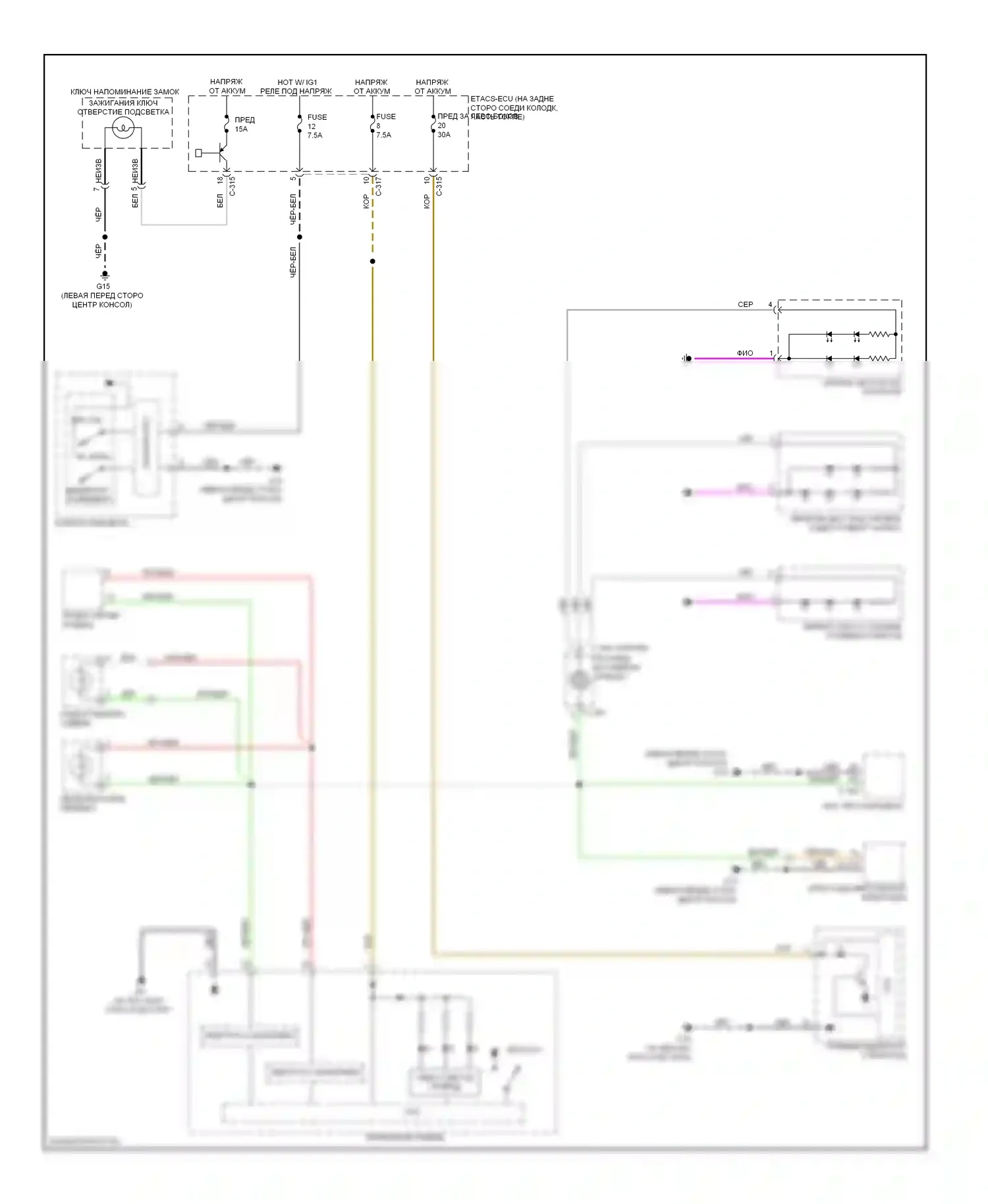 Lancer Mitsubishi IX рестайлинг (2005-2010): Электросхема подсветки приборной панели, кроме эволюции 
