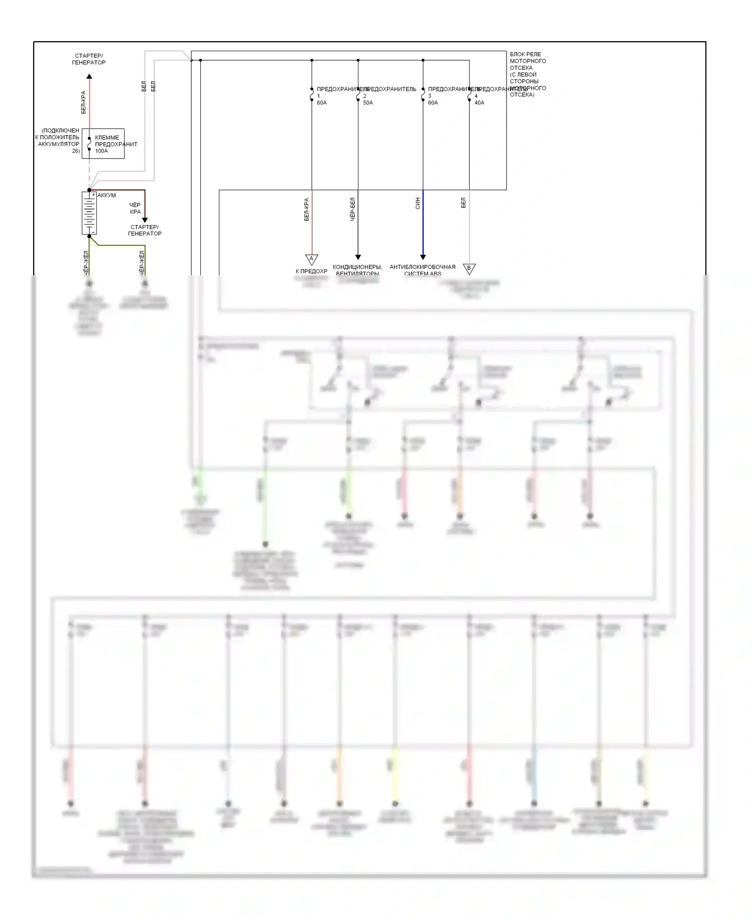 Lancer Mitsubishi IX (2000-2007): Электросхема блока предохранителей реле, кроме эволюции (1 из 2) 