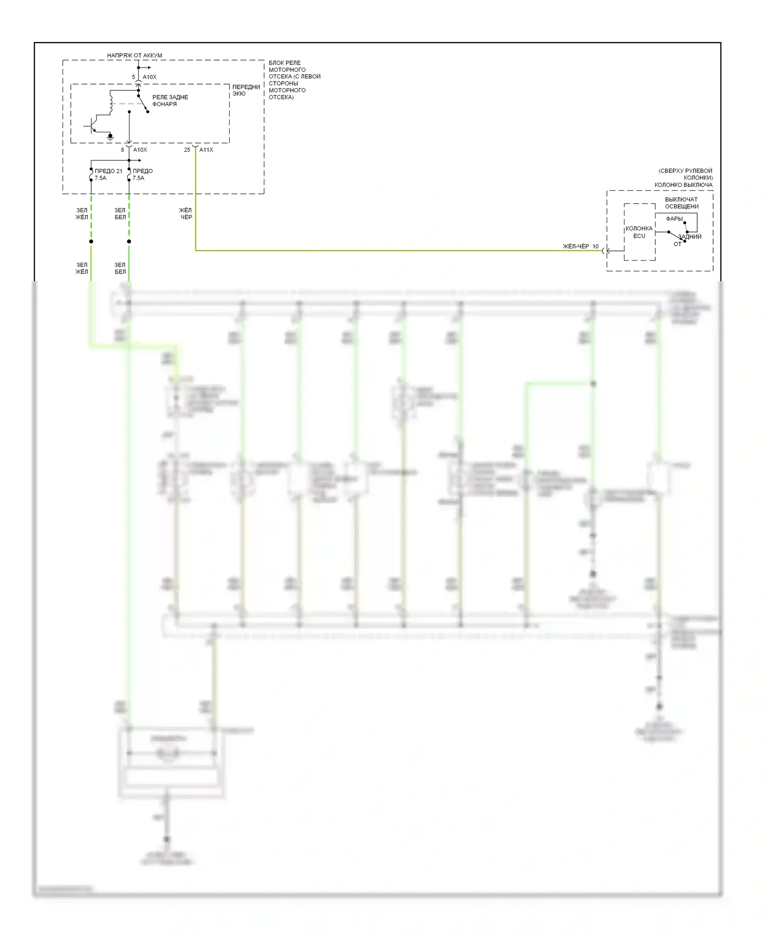 Lancer Mitsubishi IX (2000-2007): Электросхема подсветки приборной панели, кроме эволюции 
