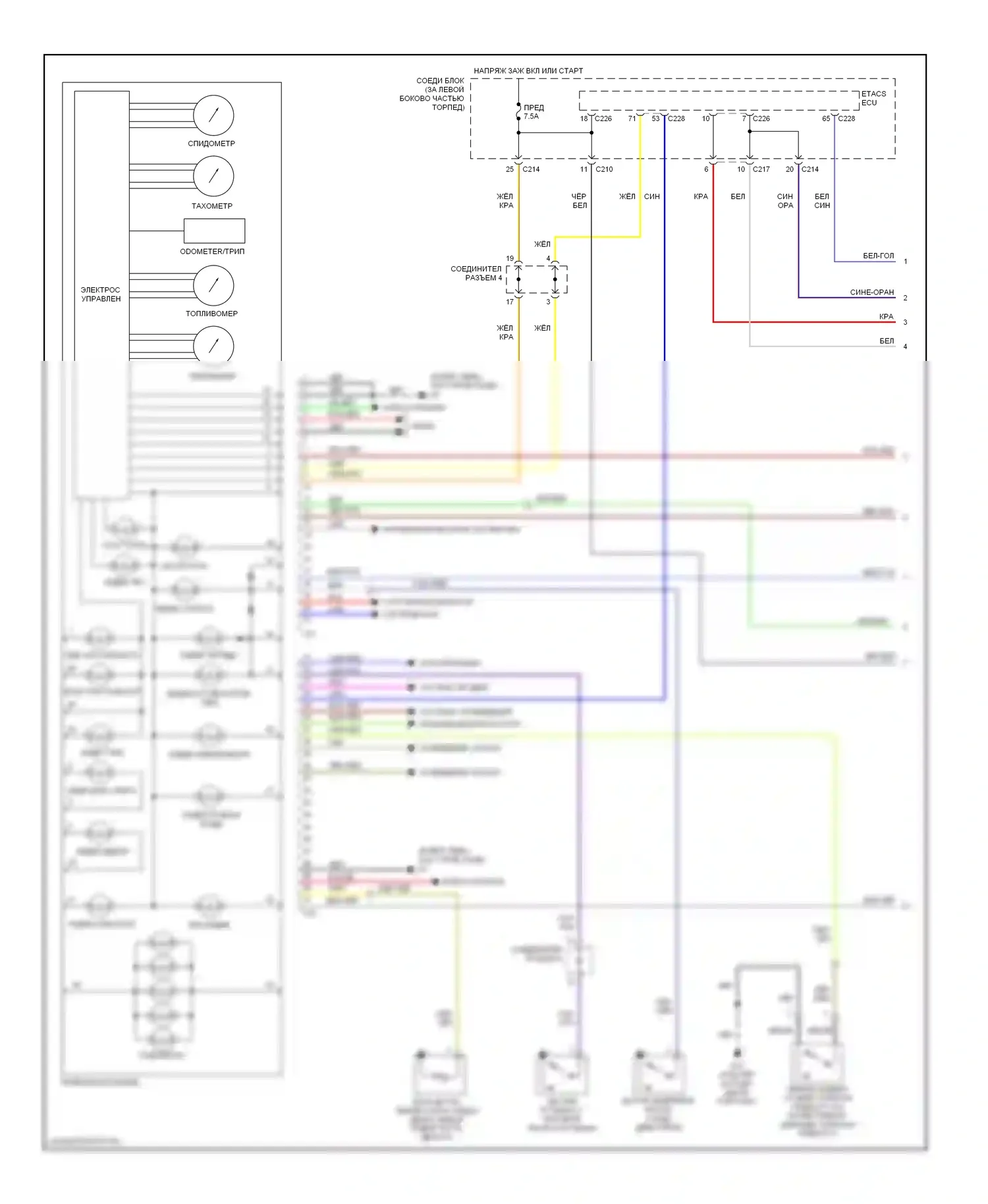 Lancer Mitsubishi IX (2000-2007): Электросхема приборной панели, эволюция (1 из 2) 