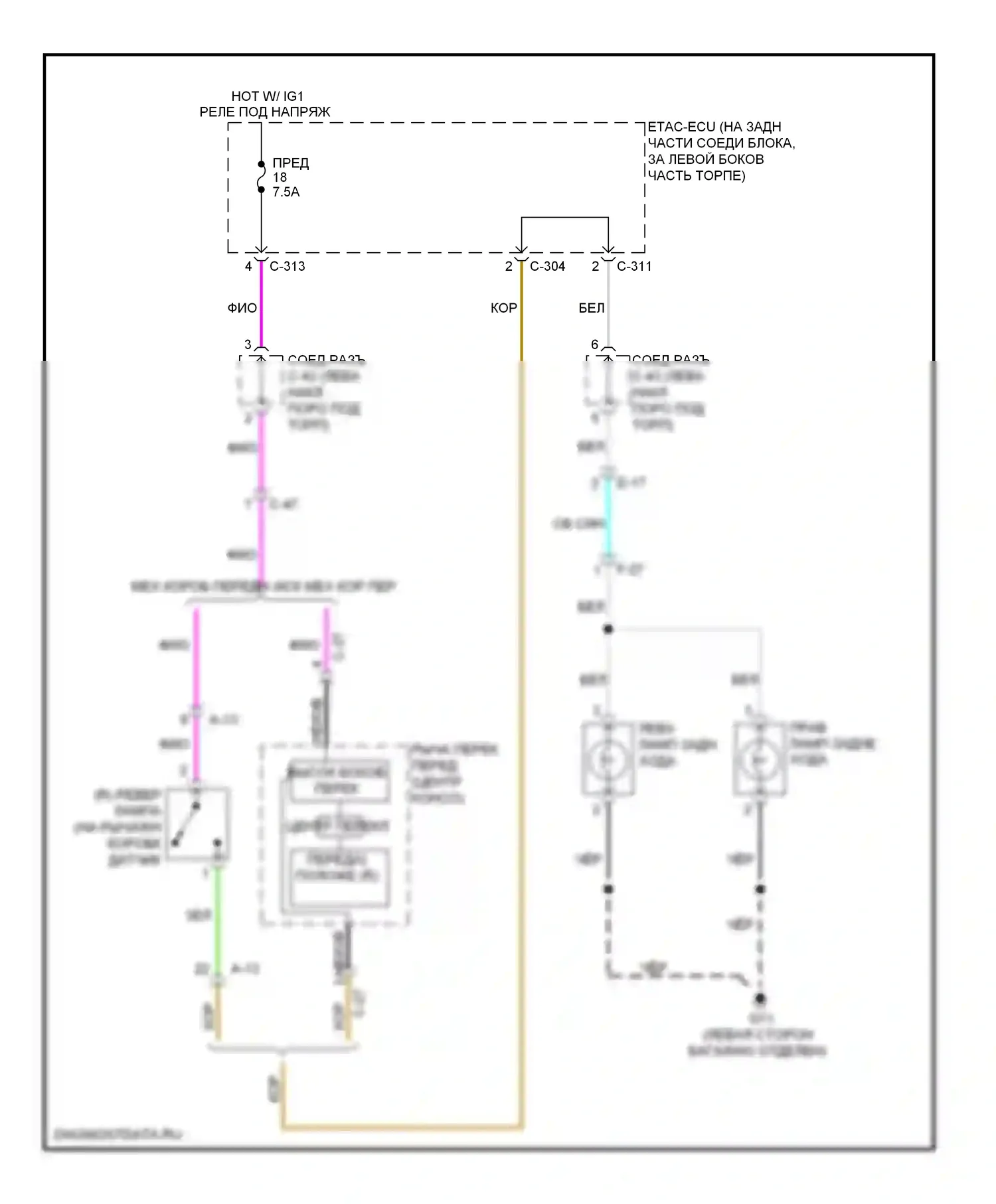 Lancer Mitsubishi X рестайлинг (2011-2015): Электросхема фонарей заднего хода, эволюция 