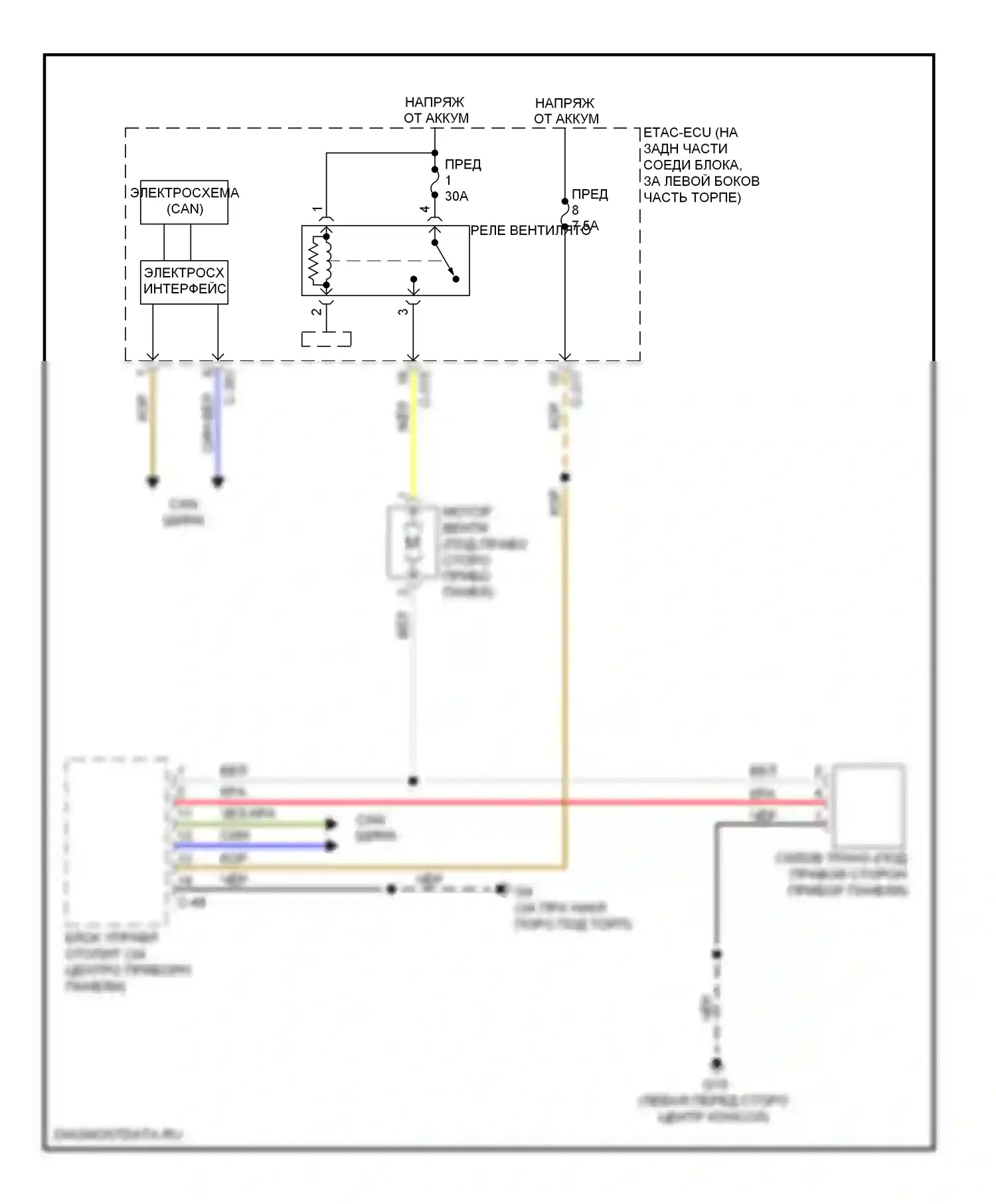 Lancer Mitsubishi X рестайлинг (2011-2015): 2.0l, электросхема нагревателя 