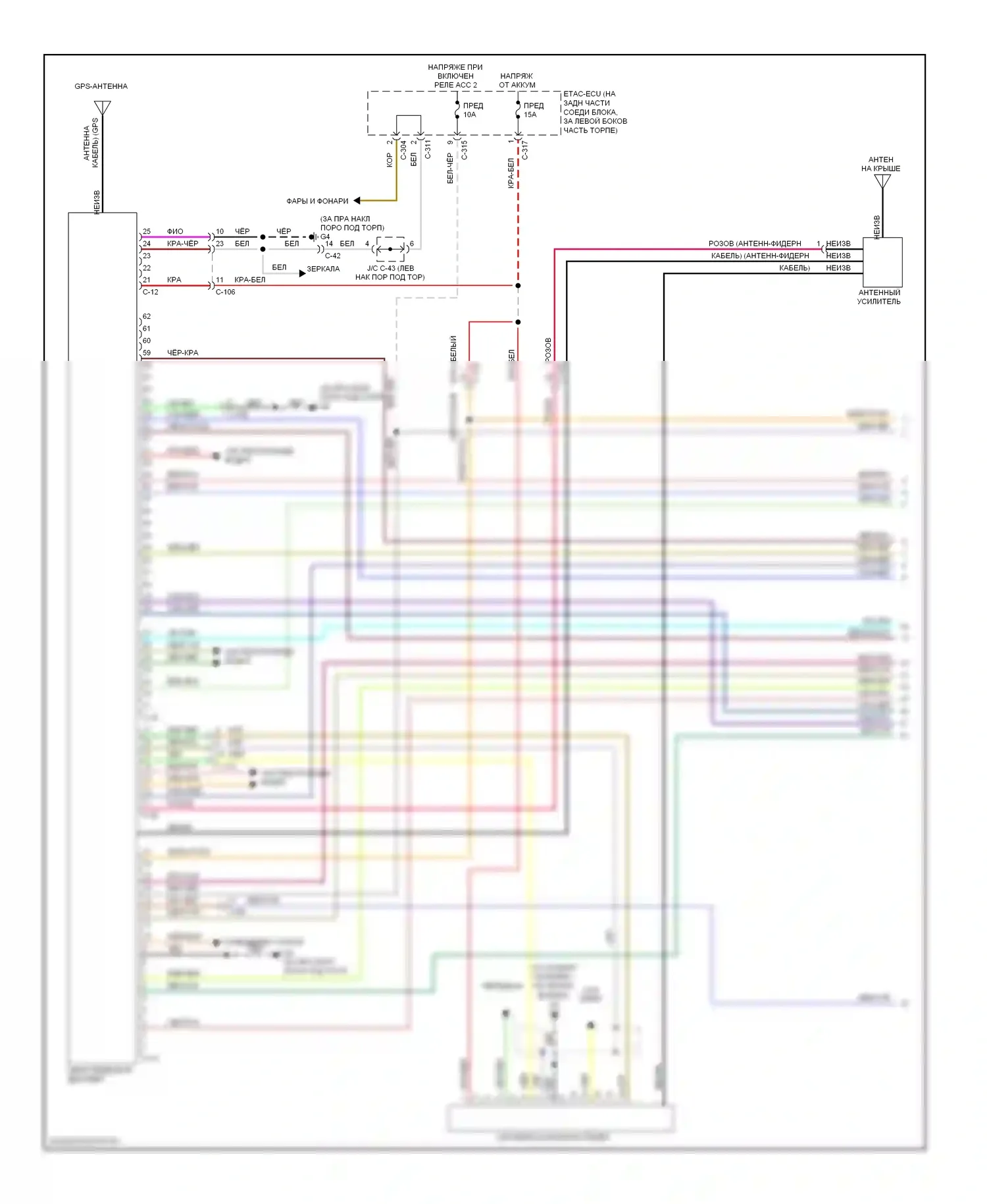 Lancer Mitsubishi X рестайлинг (2011-2015): Электросхема магнитолы, эволюция с мультисвязной системой (1 из 3) 