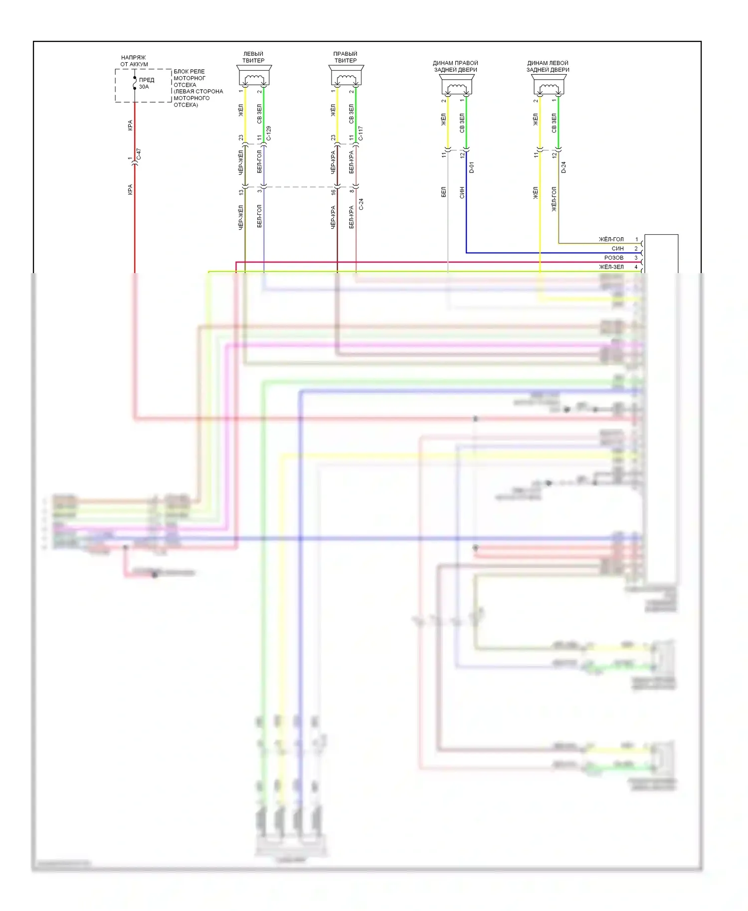 Lancer Mitsubishi X рестайлинг (2011-2015): Электросхема магнитолы, эволюция с мультисвязной системой (3 из 3) 