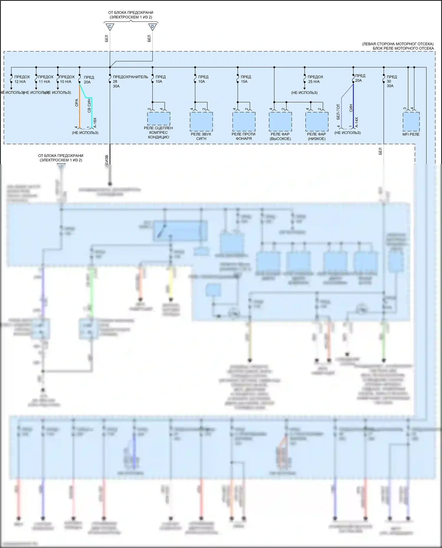 Lancer Mitsubishi X рестайлинг 2 (2015-2017): Электросхема блока предохранителей реле (2 из 2) 