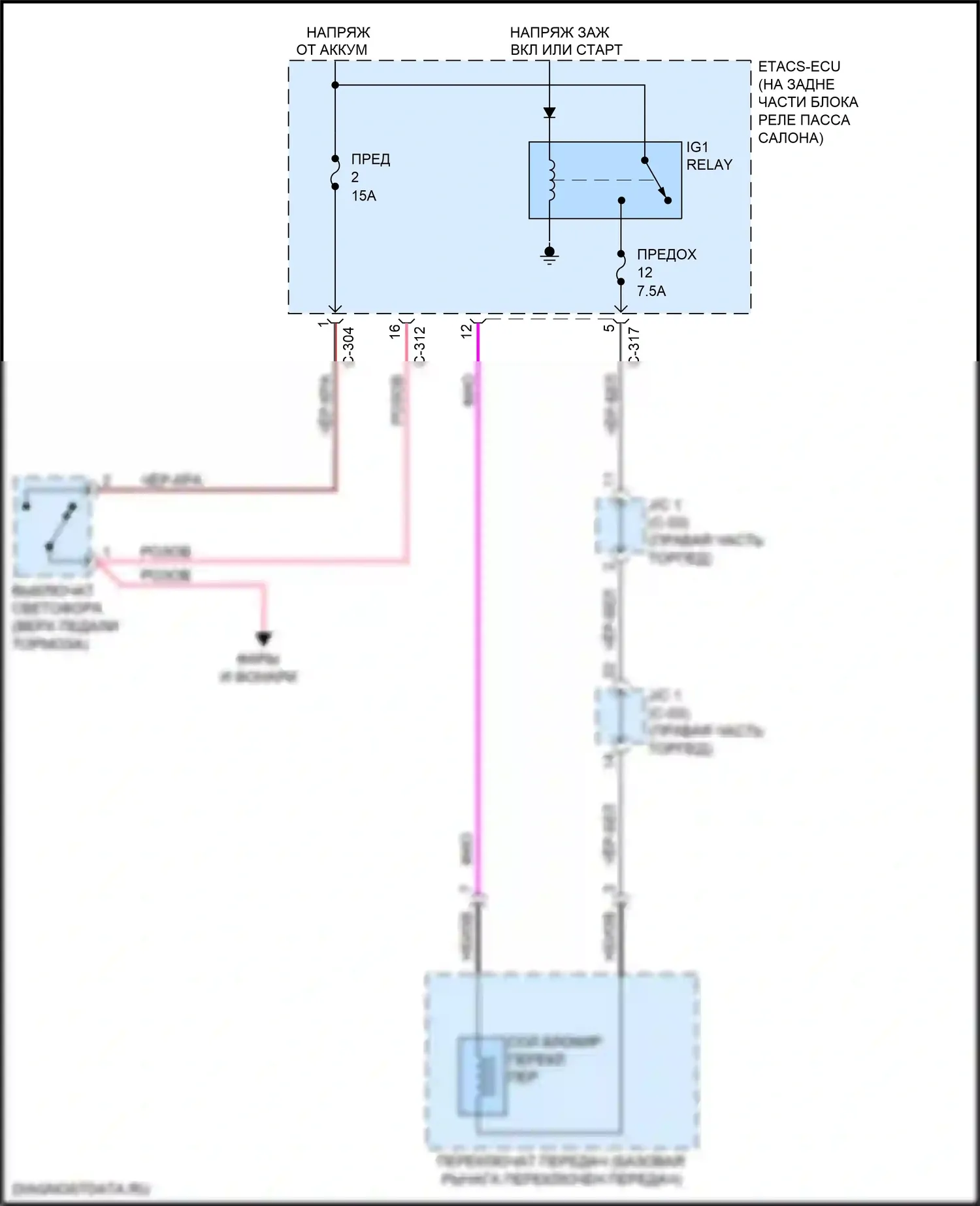 Lancer Mitsubishi X рестайлинг 2 (2015-2017): Электросхема блокировки селектора 