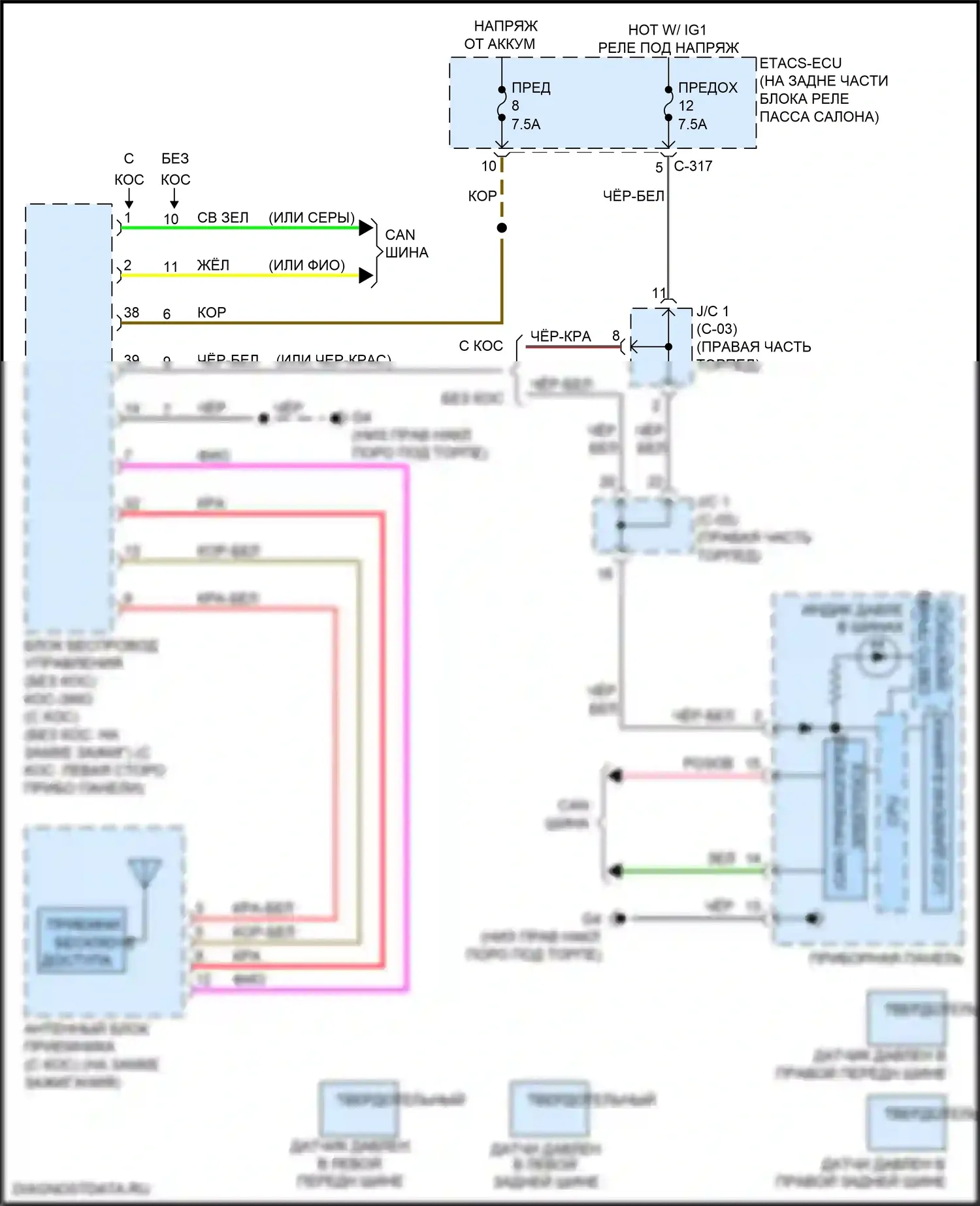 Lancer Mitsubishi X рестайлинг 2 (2015-2017): Электросхема контроля давления в шинах 