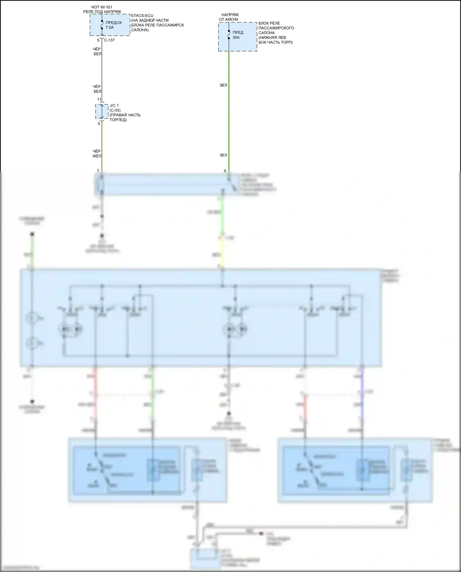 Lancer Mitsubishi X рестайлинг 2 (2015-2017): Электросхема сидений 