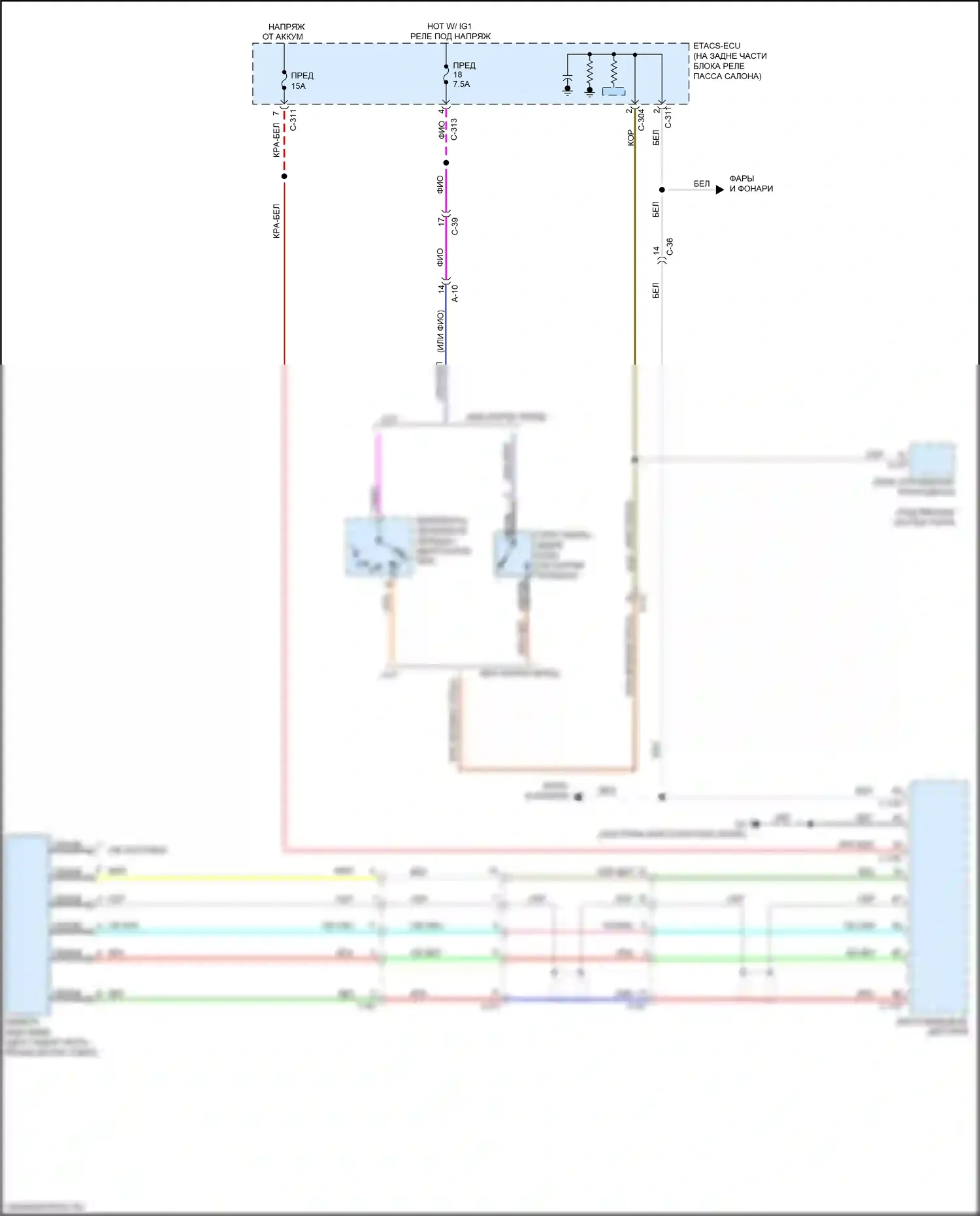 Lancer Mitsubishi X рестайлинг 2 (2015-2017): Электросхема камеры заднего вида, с мультикоммуникацией 