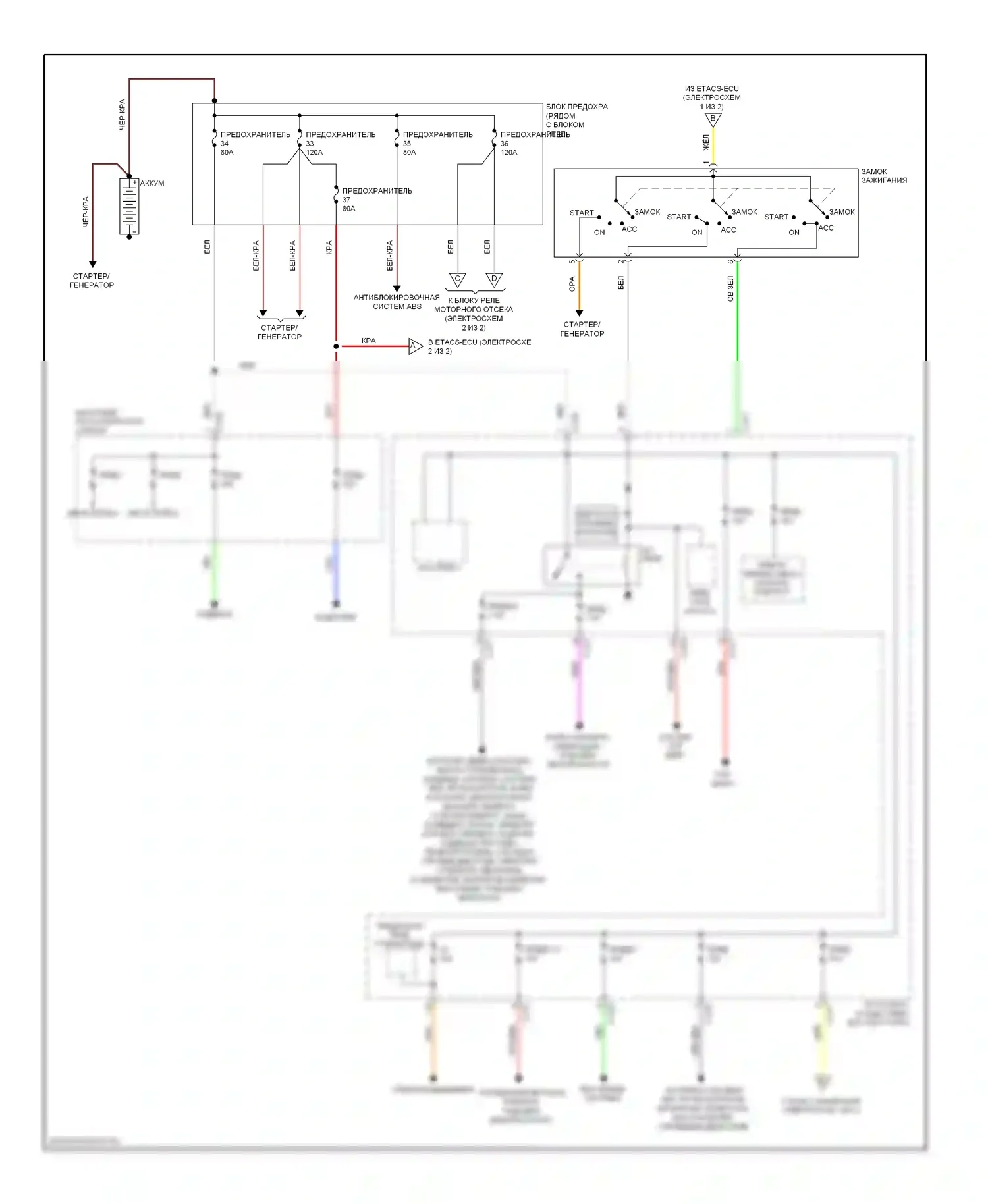 Lancer Mitsubishi X (2007-2010): Электросхема блока предохранителей реле, эволюция (1 из 2) 
