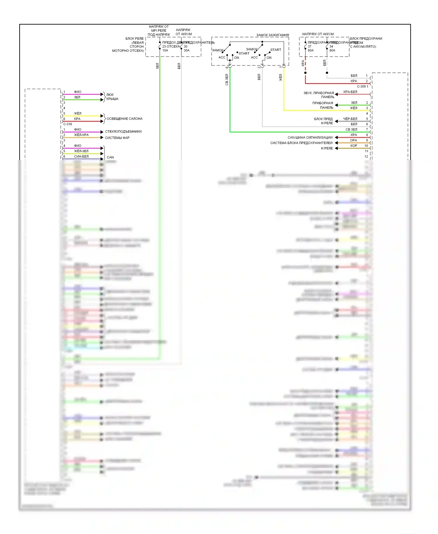 Lancer Mitsubishi X (2007-2010): Электросхема блоков управления кузовом, за исключением эволюции 