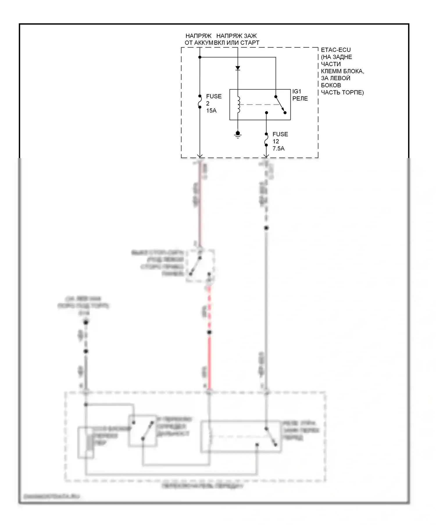 Lancer Mitsubishi X (2007-2010): Электросхема блокировки селектора, кроме эволюции 
