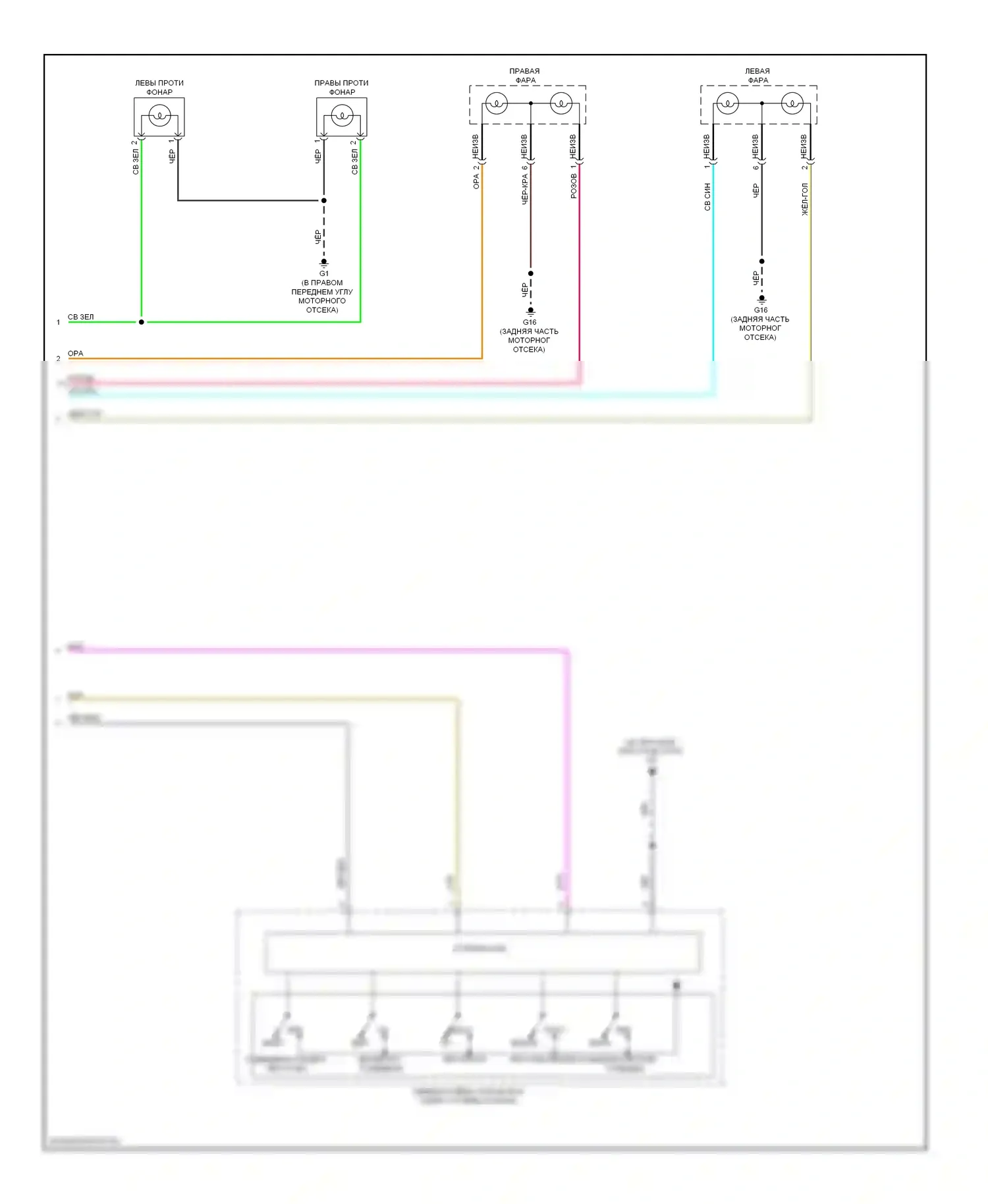 Lancer Mitsubishi X (2007-2010): Электросхема фар, кроме эволюции (2 из 2) 