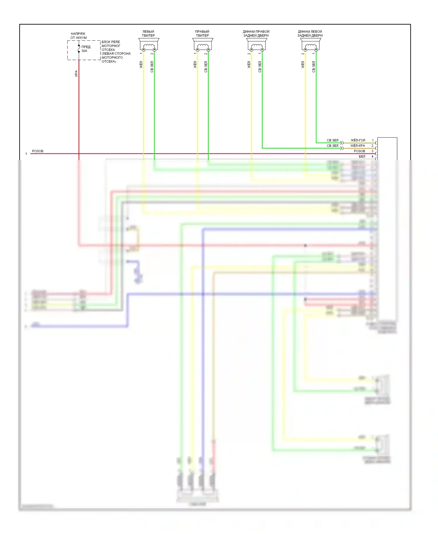 Lancer Mitsubishi X (2007-2010): Электросхема магнитолы, за исключением эволюции с мультисвязной системой, с усилителем (3 из 3) 