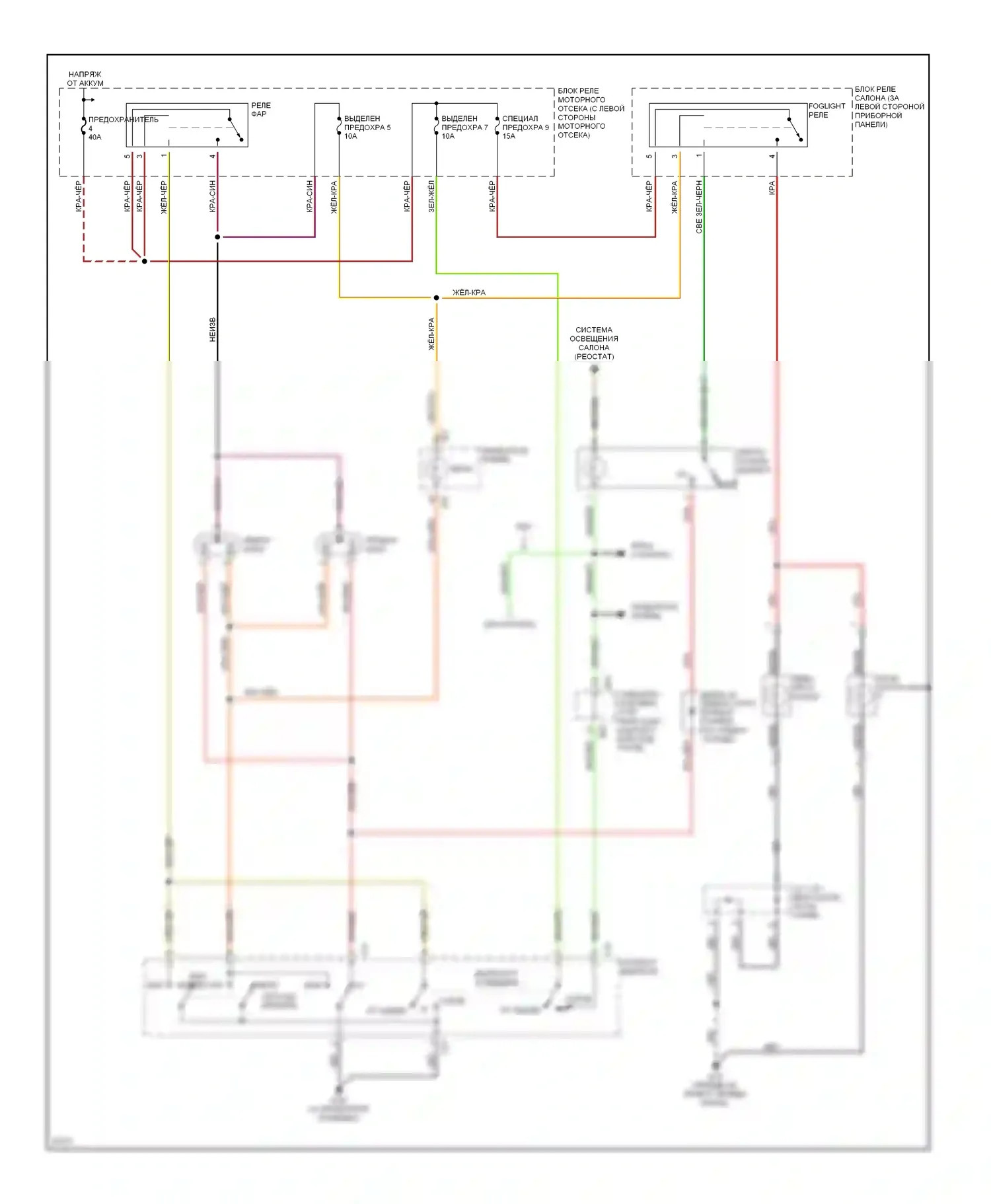 Mirage Mitsubishi V (1995-2003): Электросхема фар 